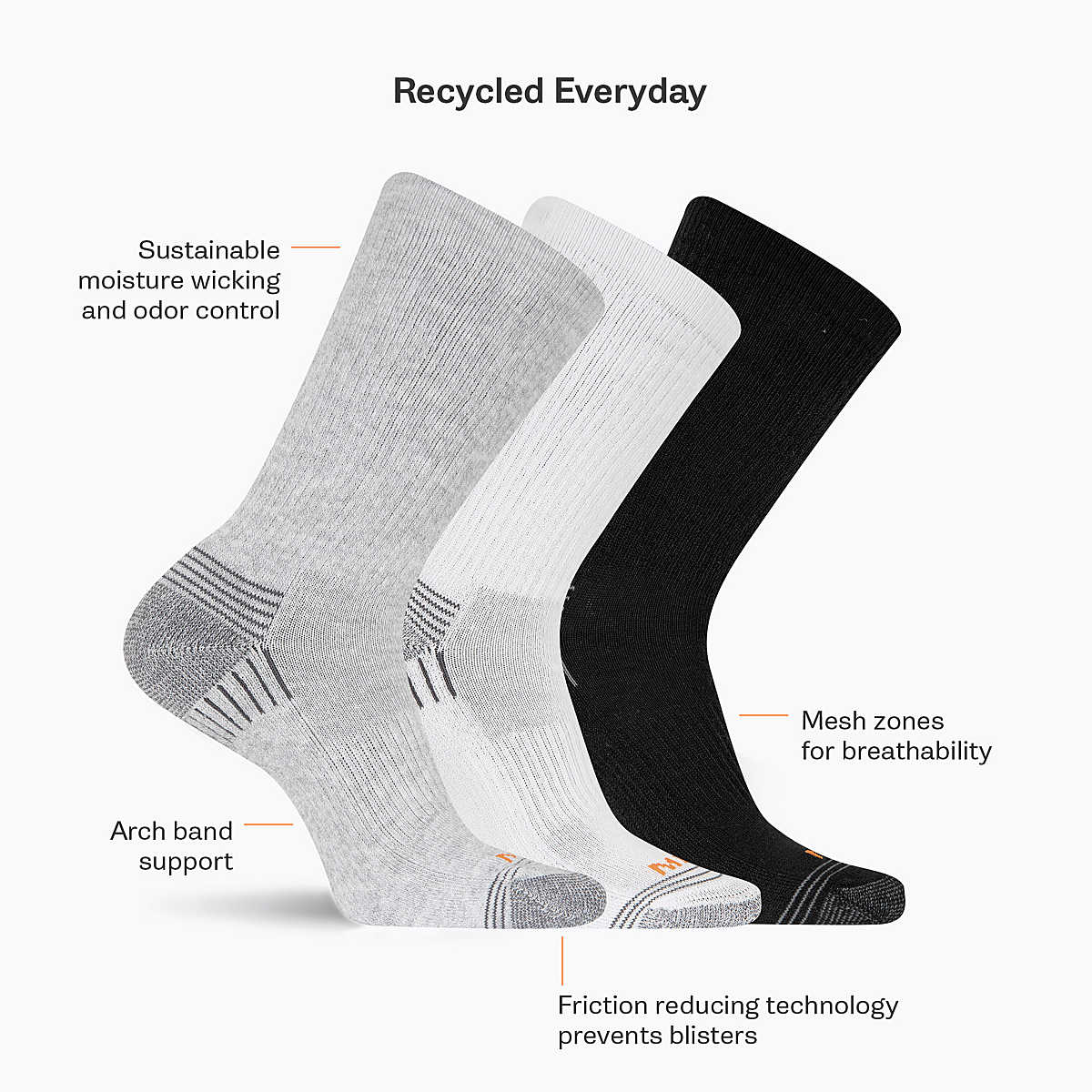 Recycled Everyday Crew Sock 3 Pack
