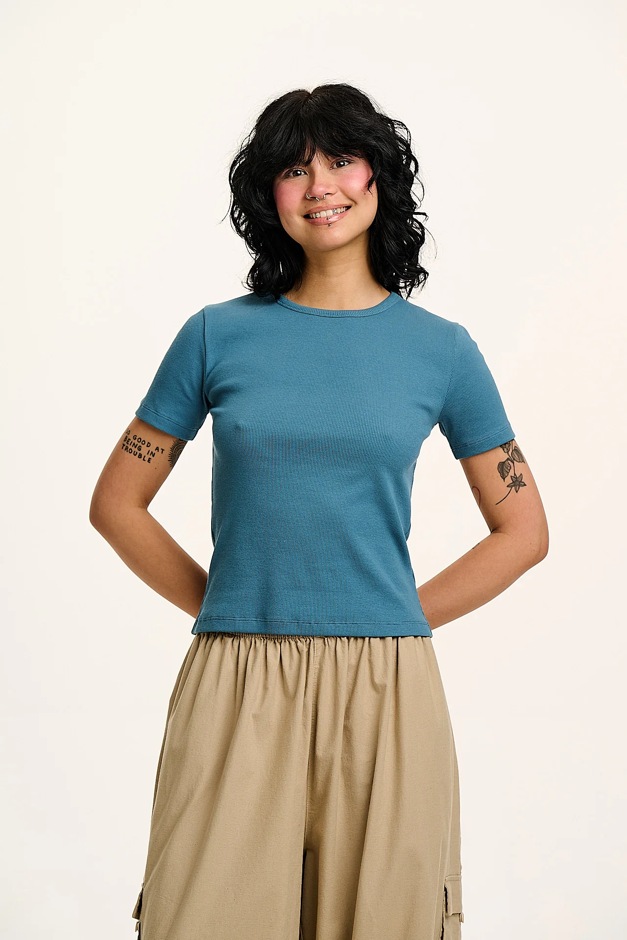 Gracie -  Cotton Tee in Slate Blue