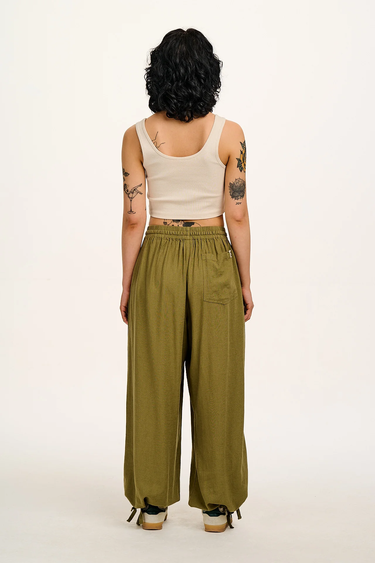 Mylo - Wide Leg Trousers in Herb Garden Green