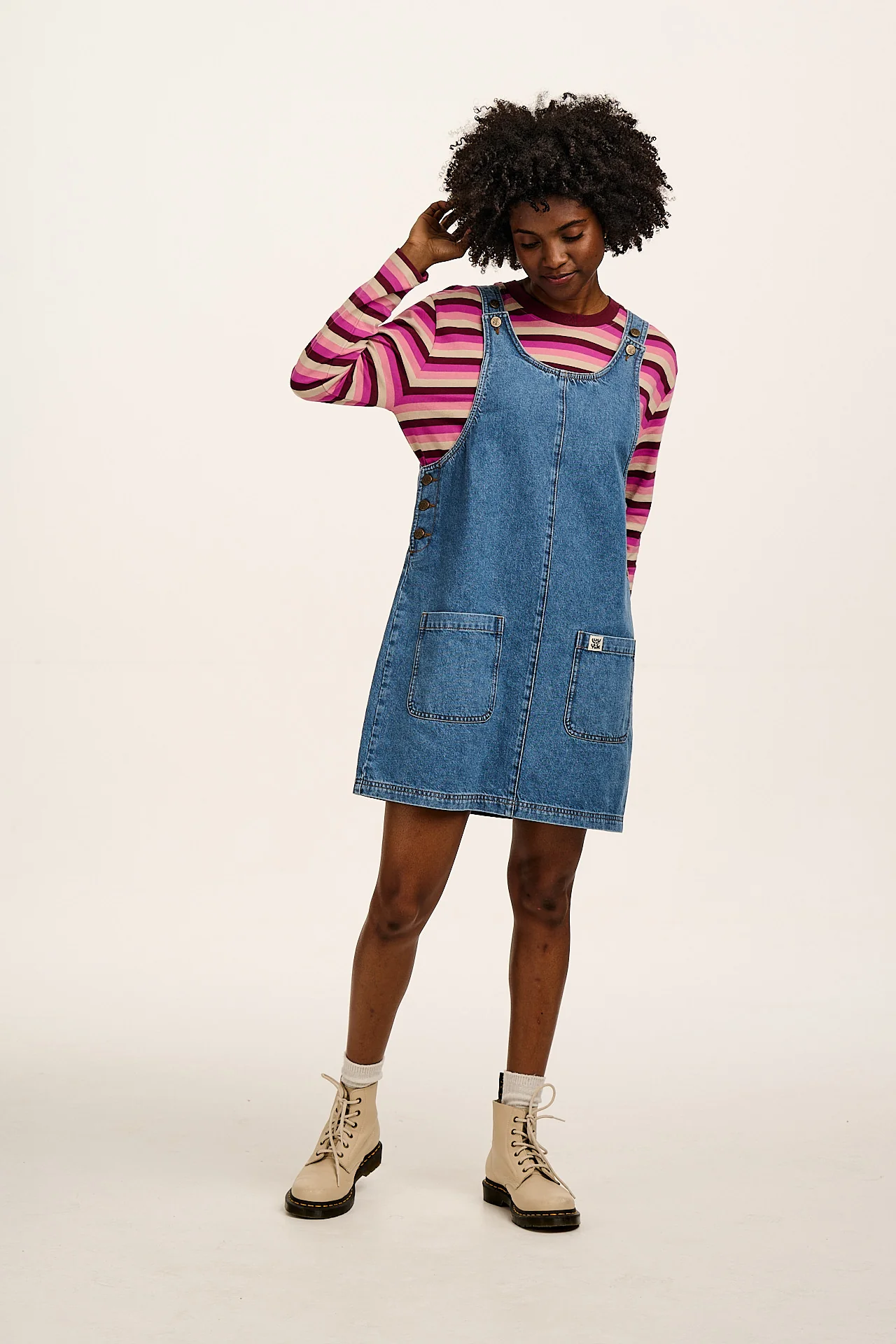 Mysen - Long Sleeve Cotton Tee in Pink Stripe