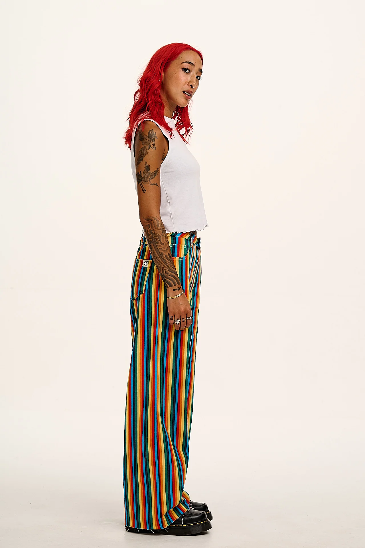 Carter - High Waisted Jeans in Rainbow Print