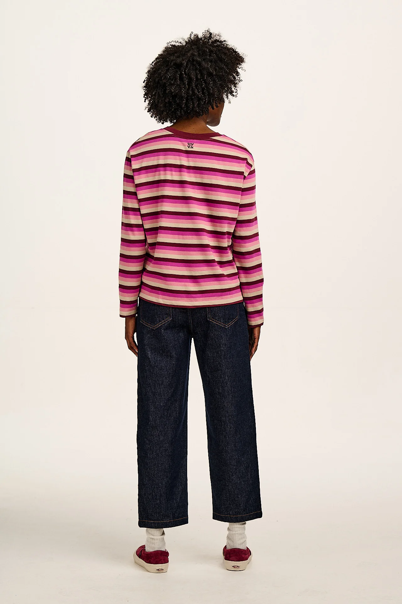Mysen - Long Sleeve Cotton Tee in Pink Stripe