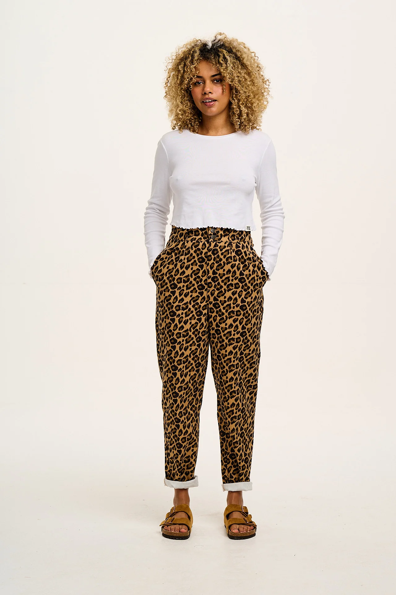 Addison - Cotton Jeans in Leopard Print