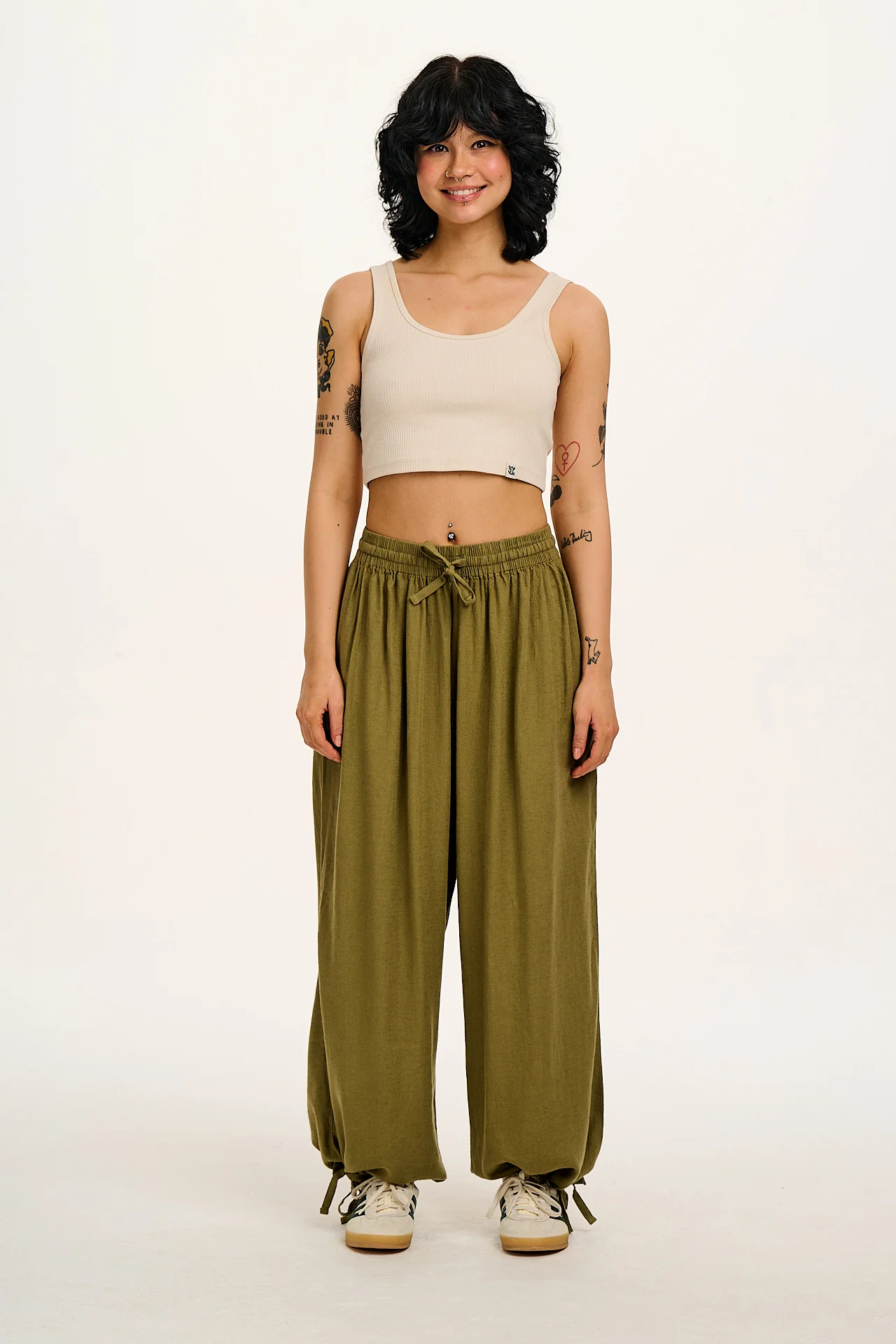 Mylo - Wide Leg Trousers in Herb Garden Green