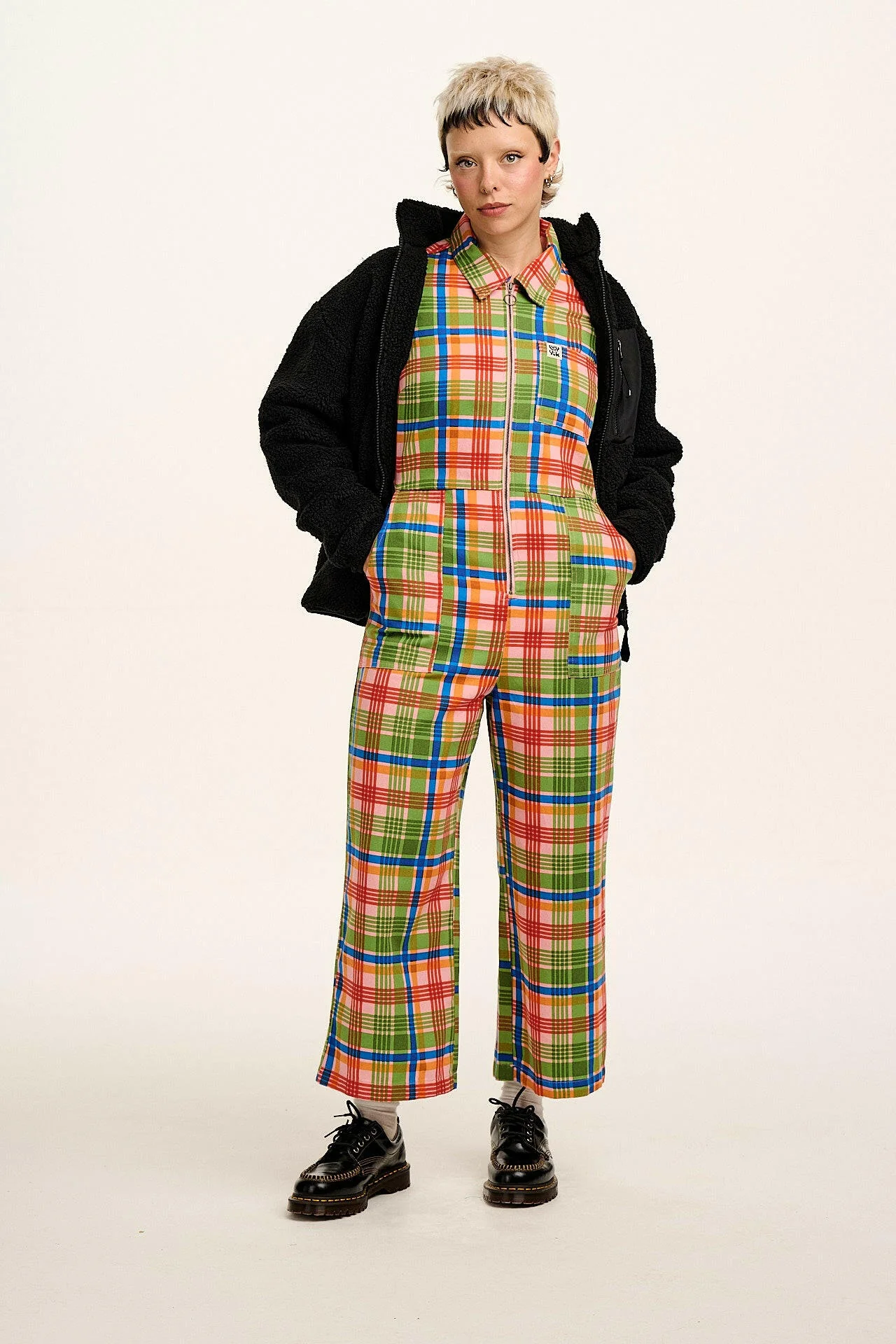 Tavira - Cotton Long Sleeve Jumpsuit in Kitchen Check