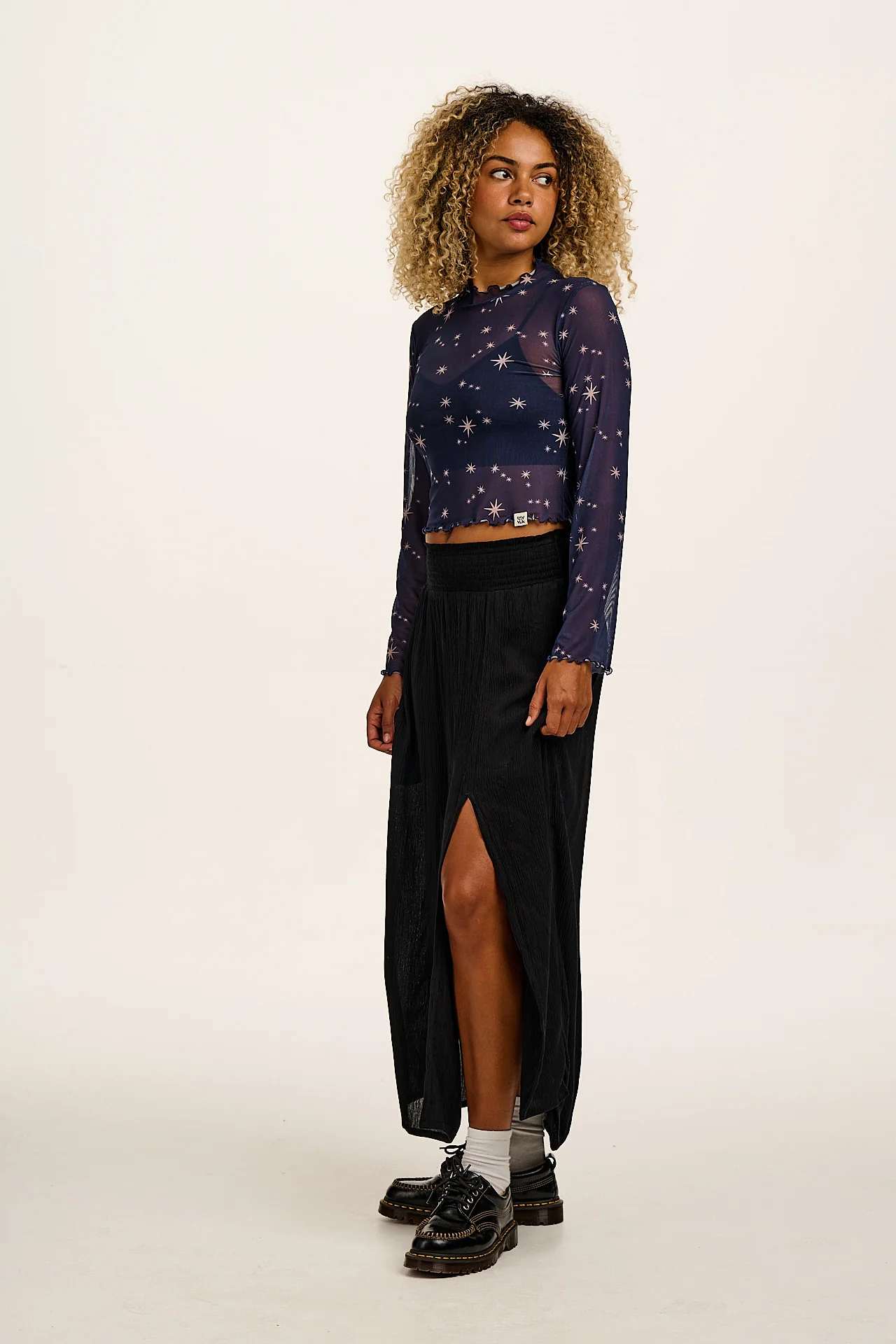 Poppy - Elasticated Waist Skirt in Black