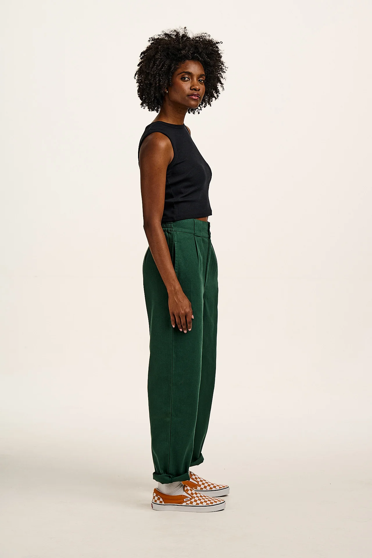 Addison - Cotton Jeans in Posy Green