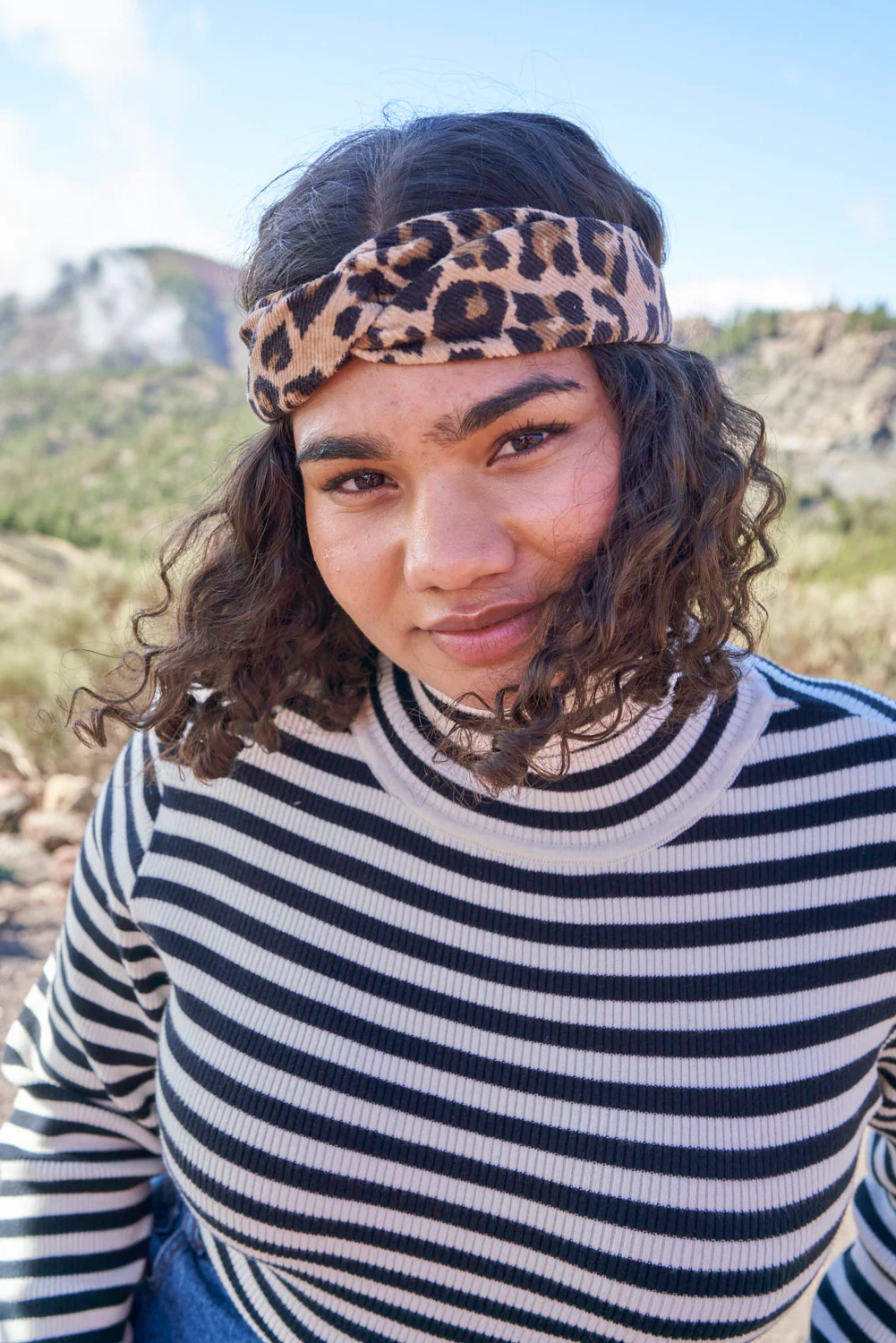 Hallie - Twist Top Headband in Leopard  Print