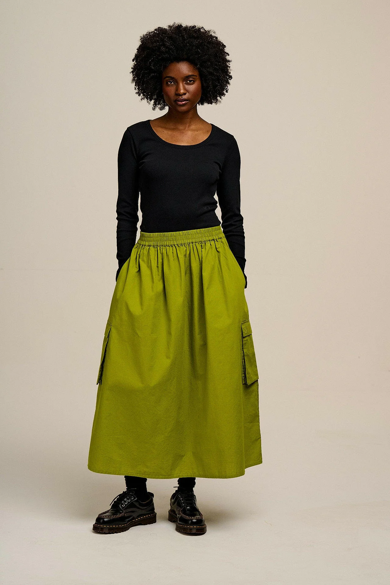 Dakota - Midi Skirt in Lima Bean Green