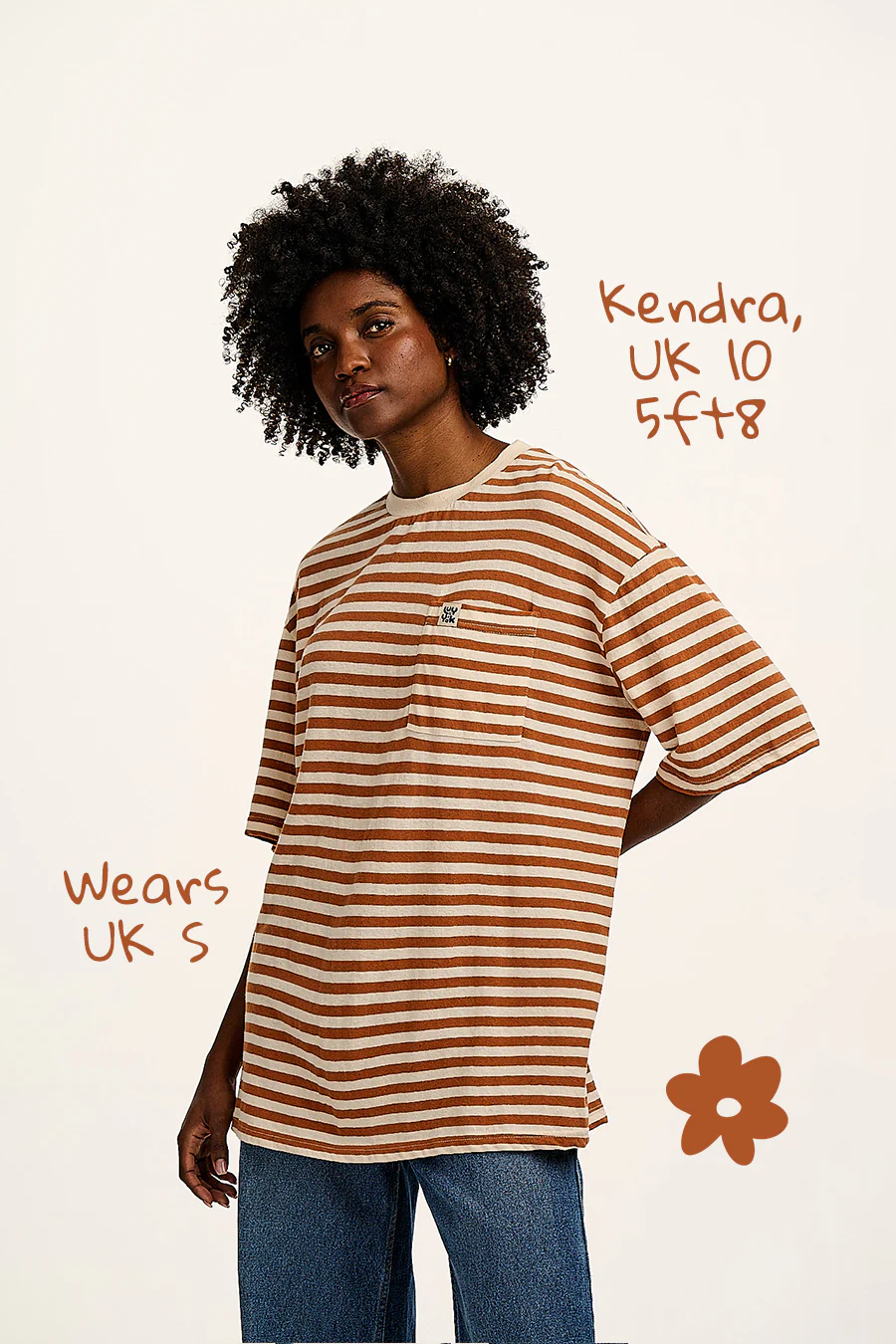 Toulon - Short Sleeve Pocket Tee in Amber & Ecru Stripe