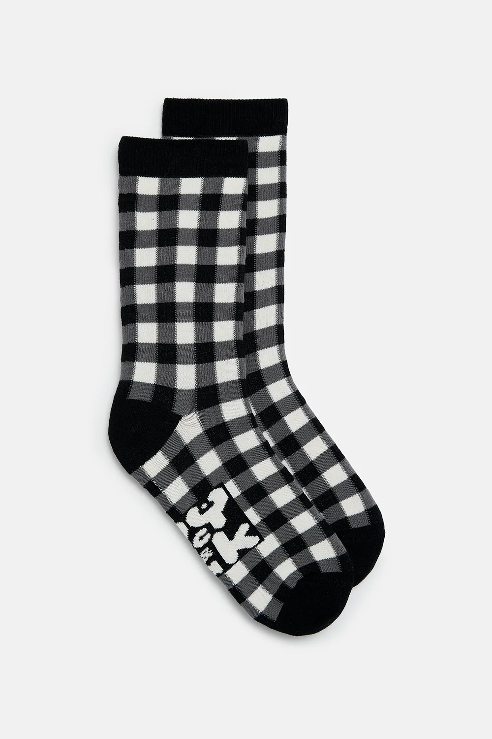 JoJo - Cotton Socks in Black & White Gingham Print