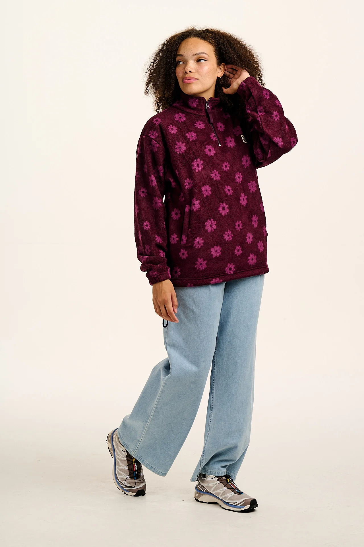 Stevie - Fleece in Purple Delano Floral Print