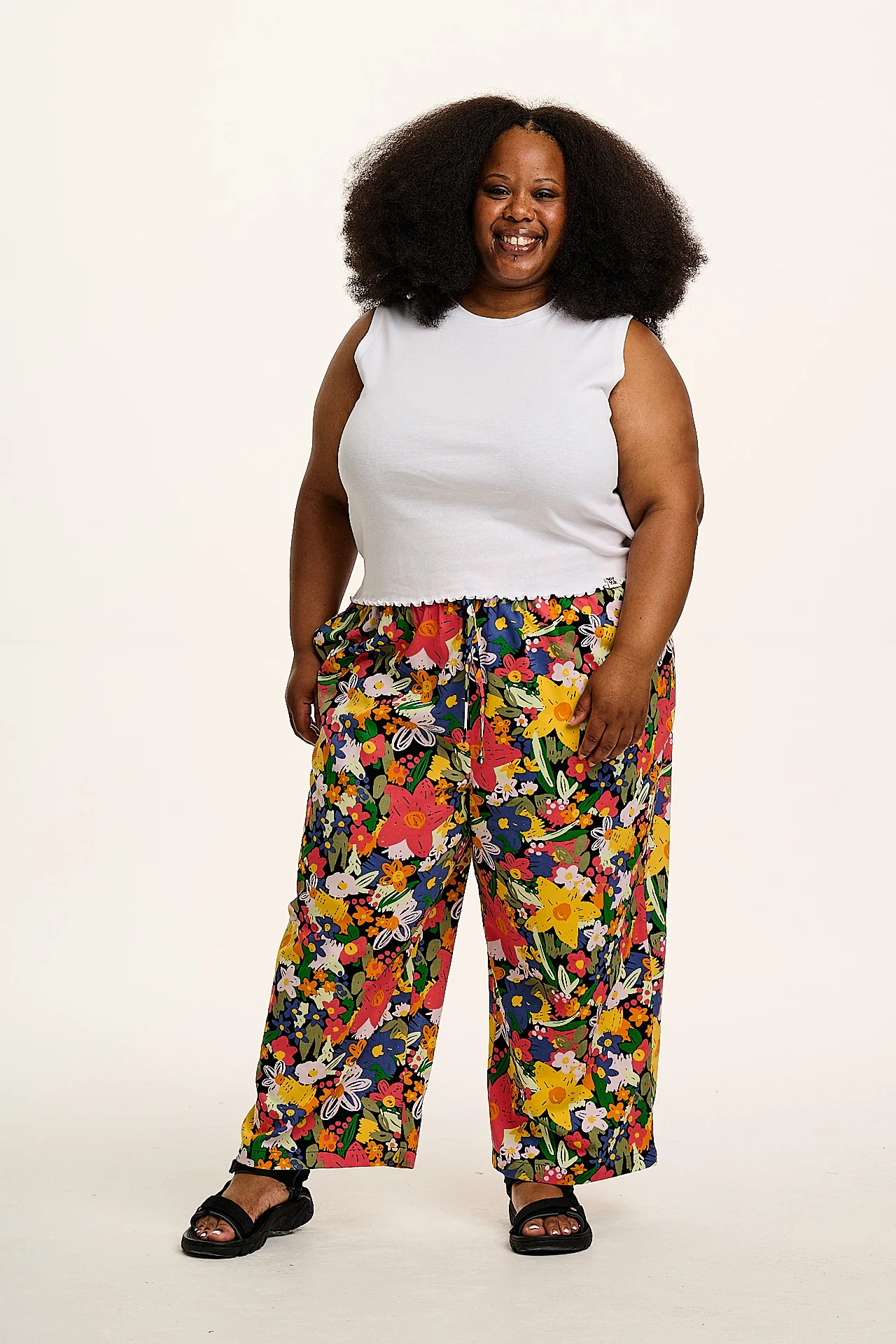 Chuck - Wide Leg Cotton Trousers in Eloise Floral Print