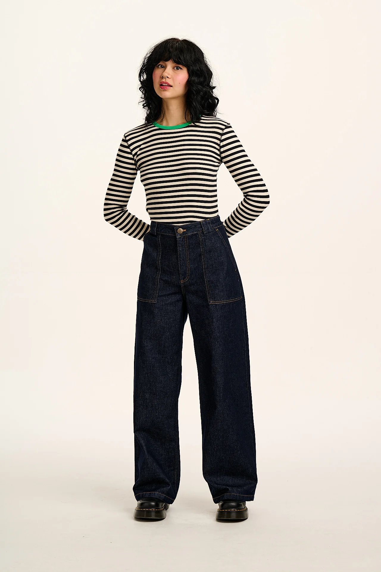 Delores - Wide Leg Denim Jeans in Indigo