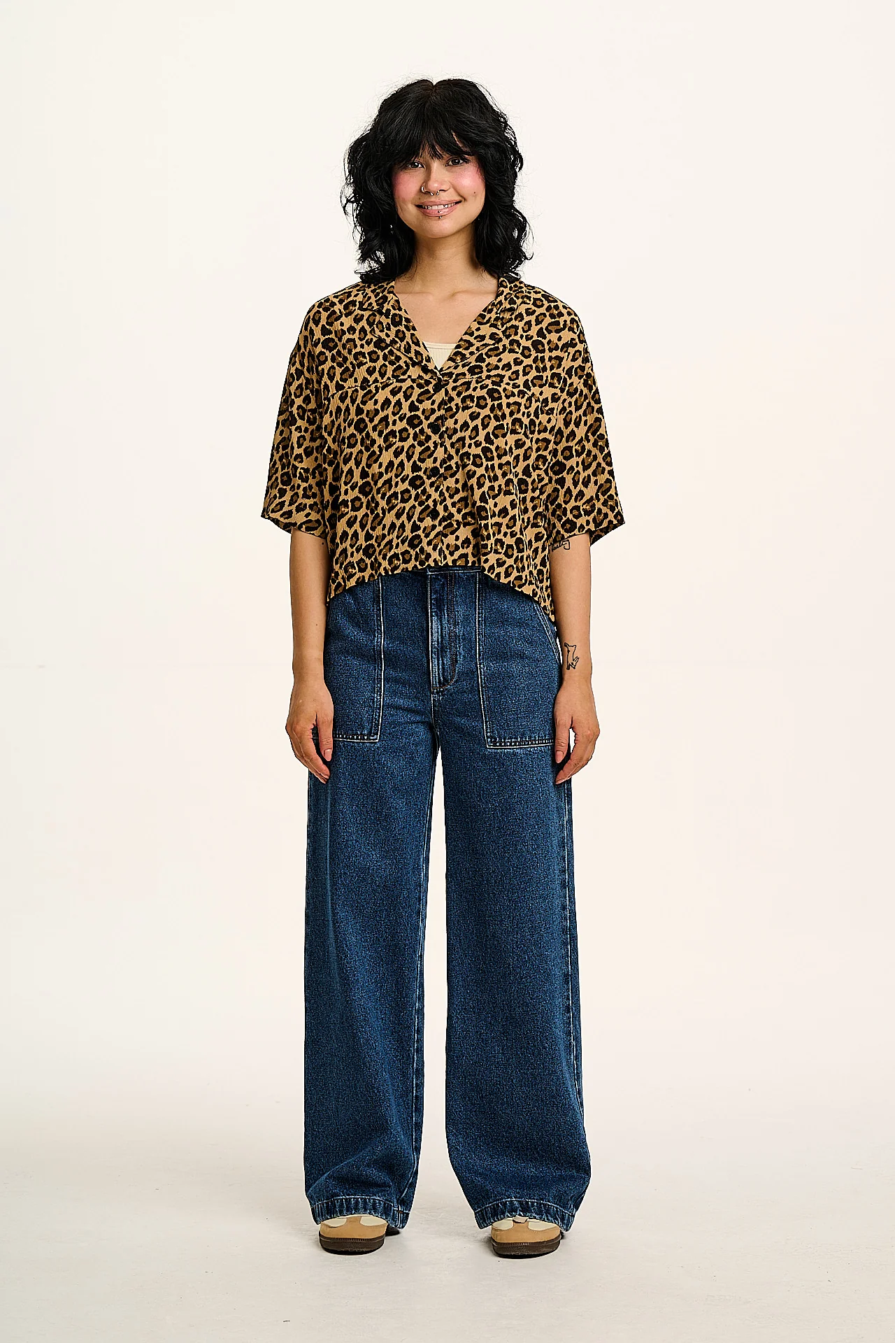 Alfie - Short Sleeve Shirt in Leopard Print