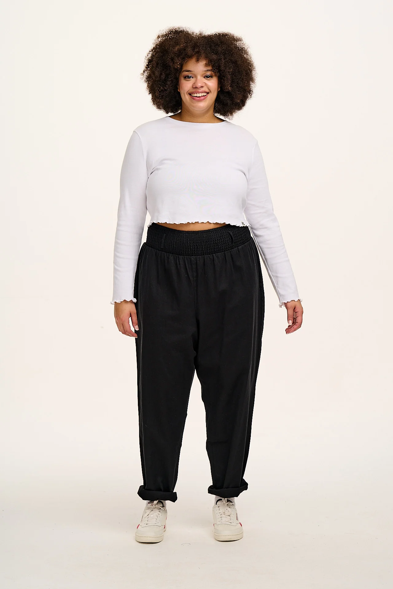 Alexa - Cotton Trousers in Black