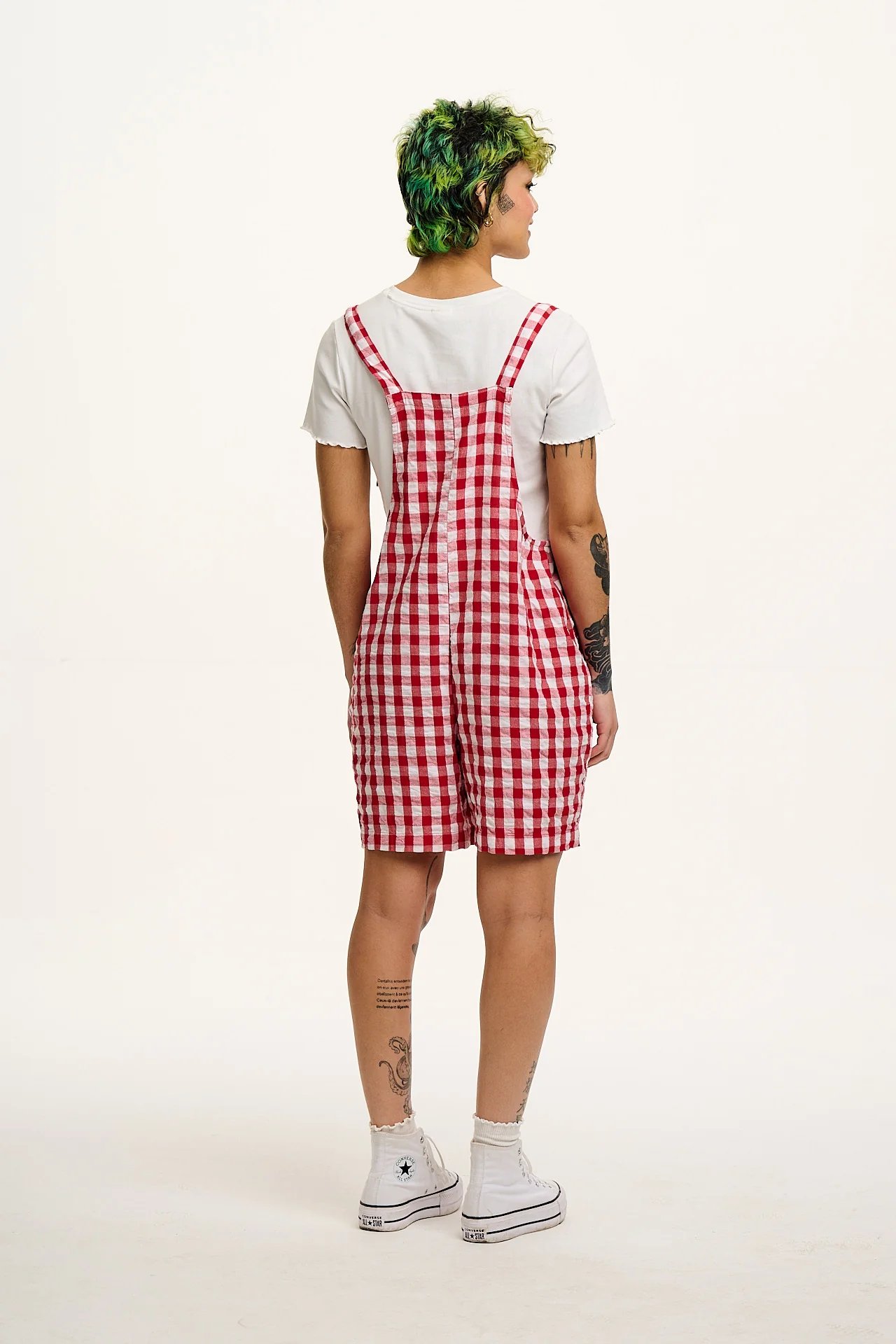 Original - Cotton Dungaree Shorts in Red Gingham