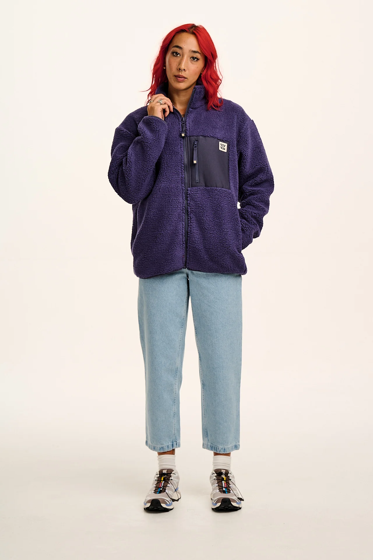 Harper - Borg Fleece Jacket in Blueberry