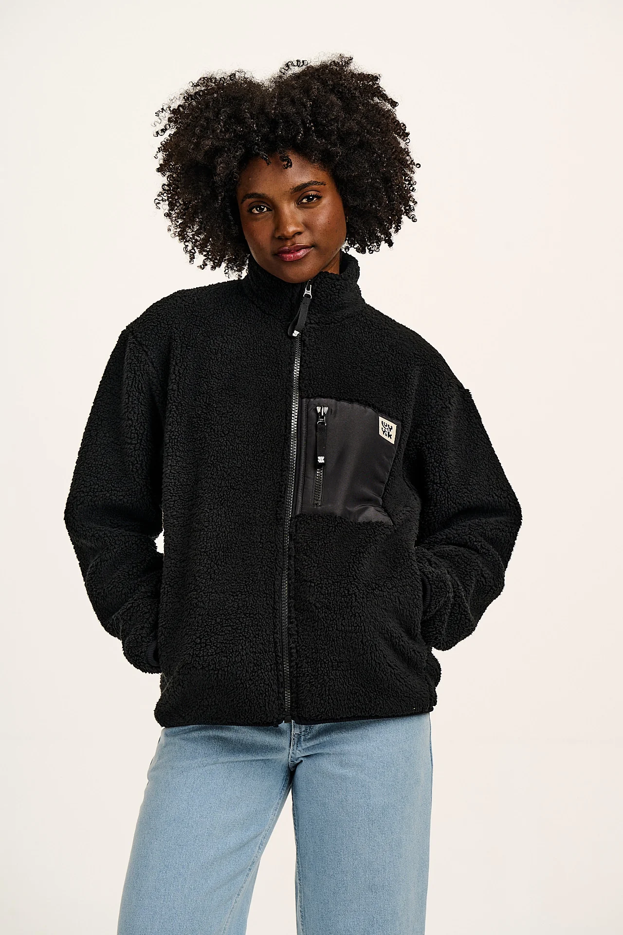 Harper - Borg Fleece Jacket in Black