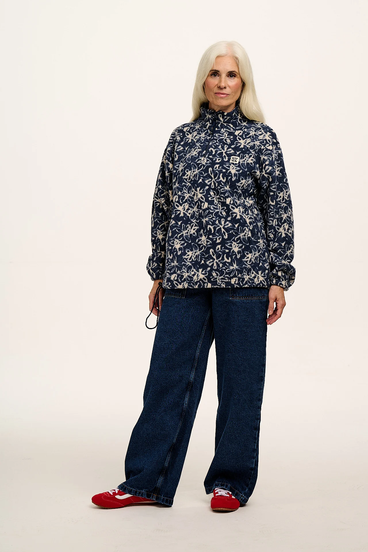 Stevie - Polar Fleece in Inked Blue Floral Print