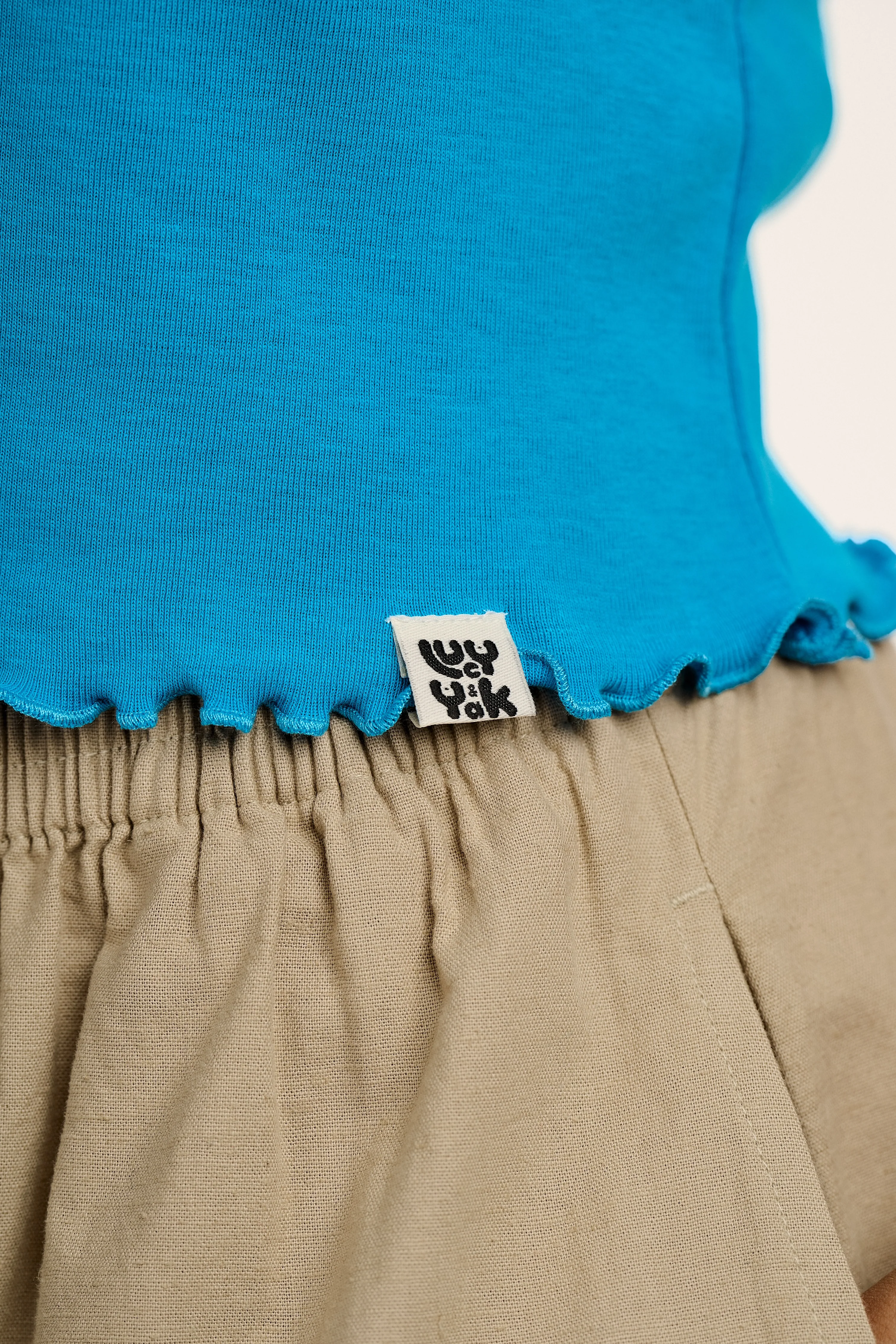 Greta - Cropped Cotton Top in Hawaiian Blue