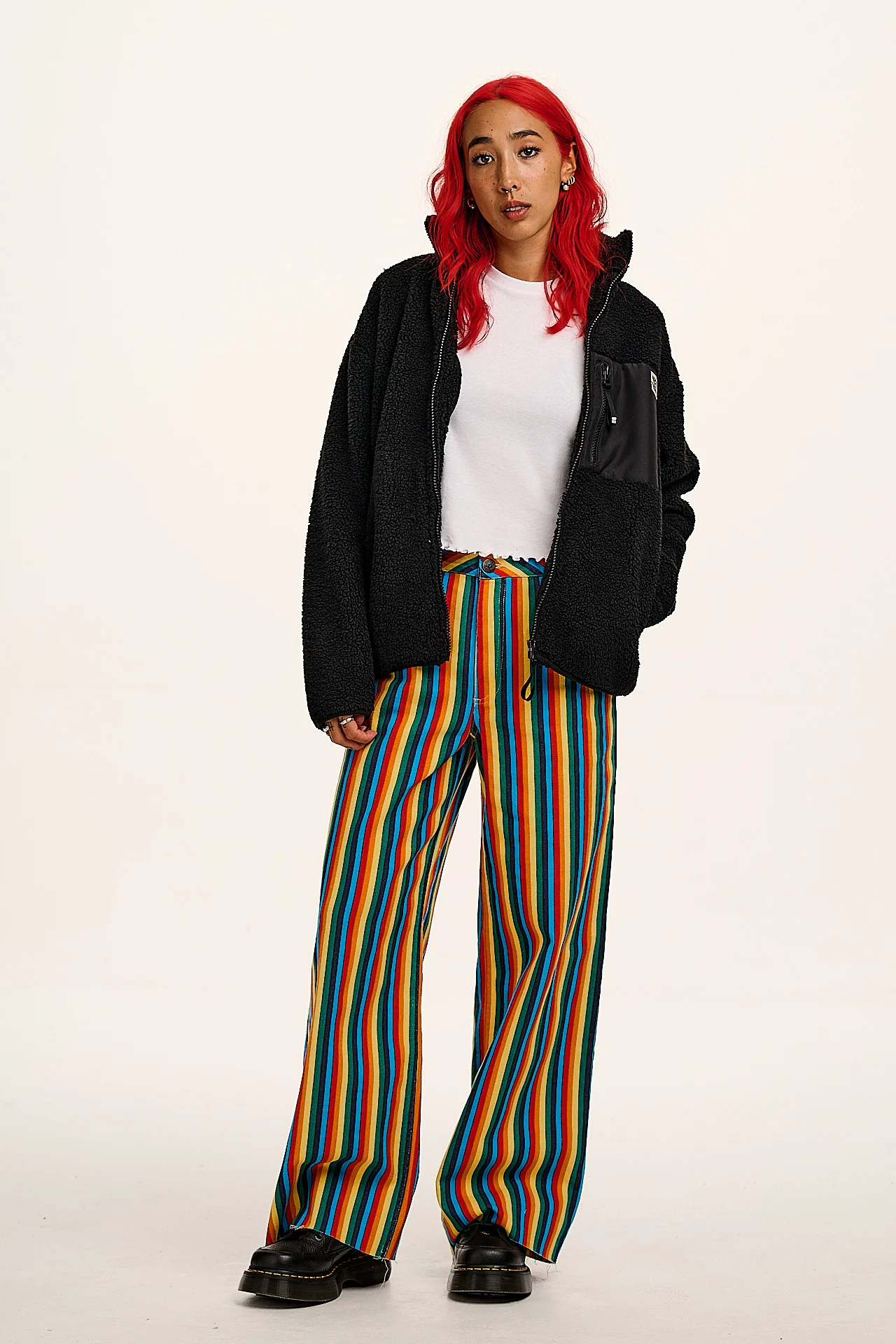 Carter - High Waisted Jeans in Rainbow Print