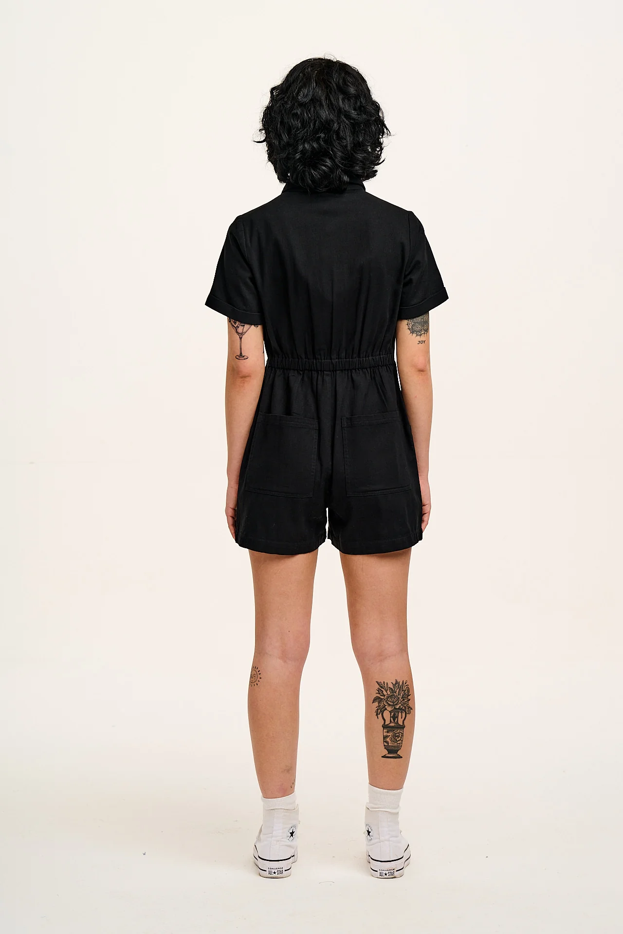 Riley - Cotton Playsuit in Black
