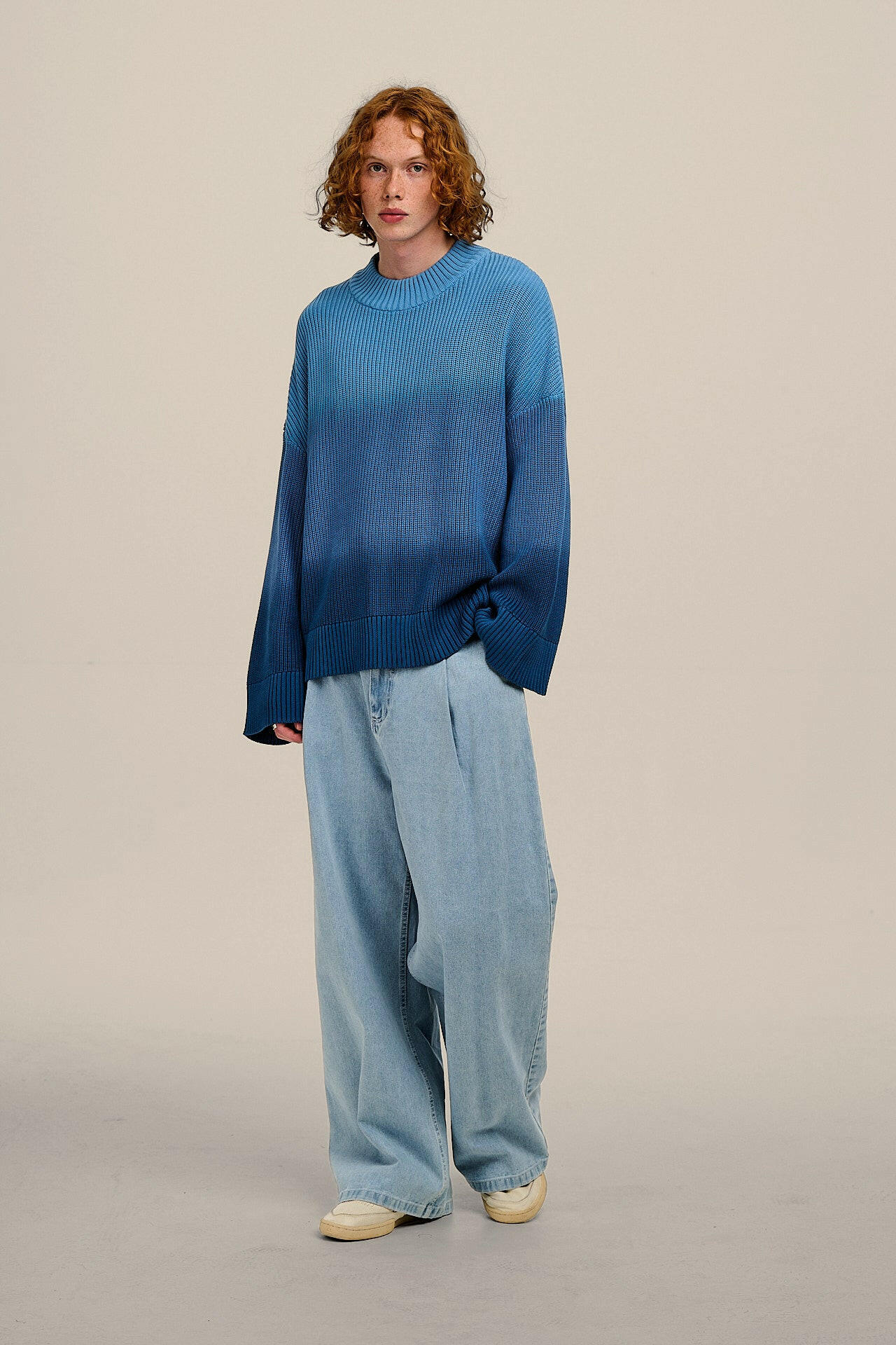 Amari - Oversized Knitted Jumper in Inked Blue Ombre