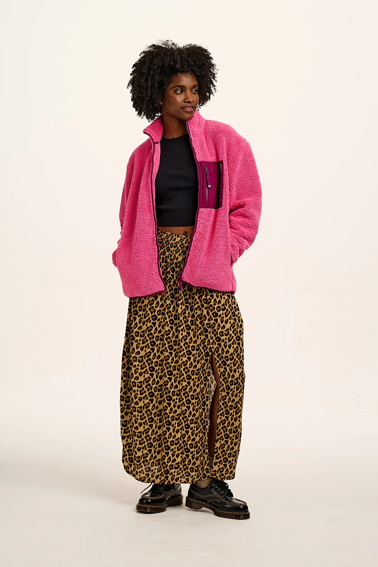 Poppy - Elasticated Waist Skirt in Leopard Print