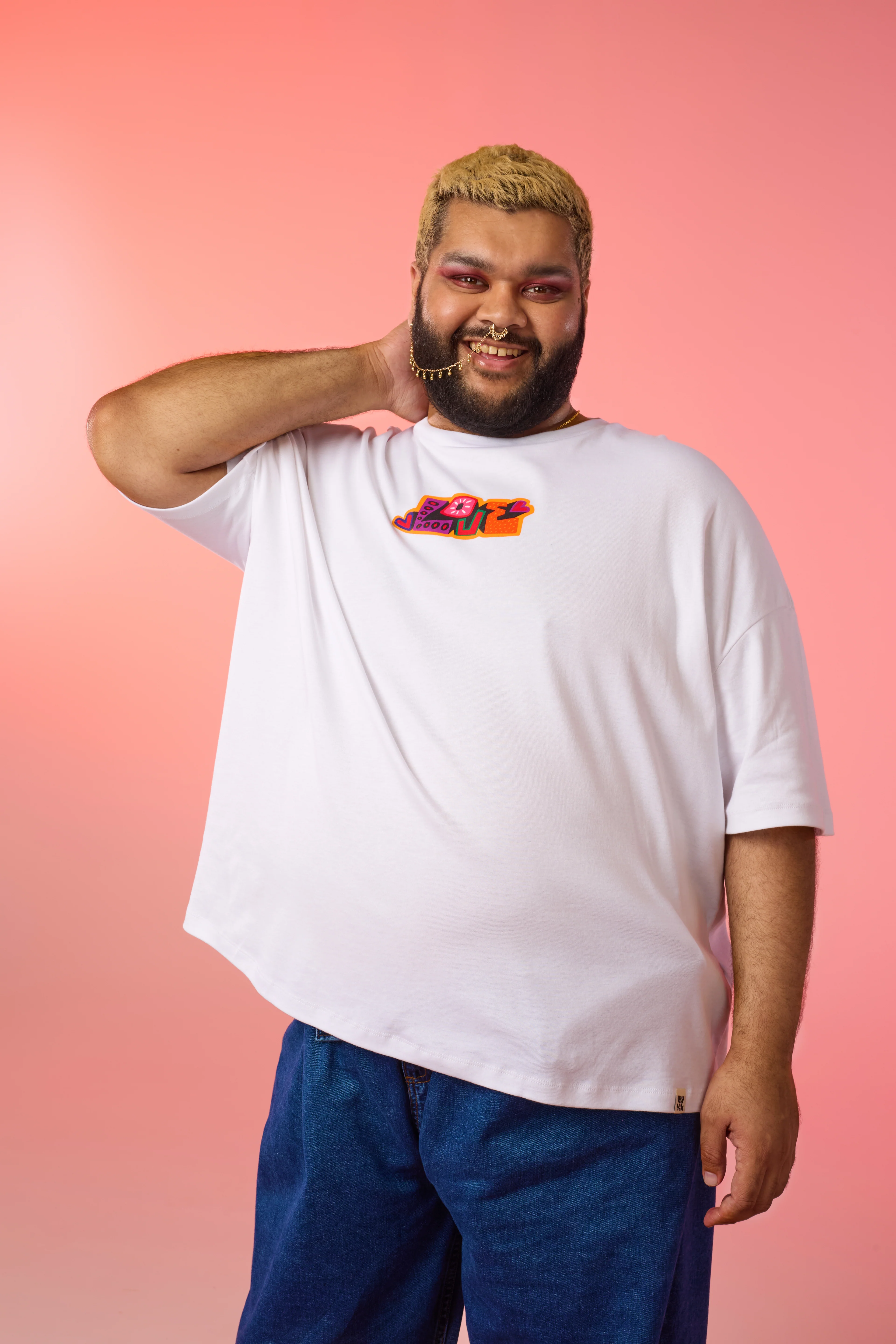 L.E. Benny - Oversized Cotton Tee in Artist Print by Amanda Lobos