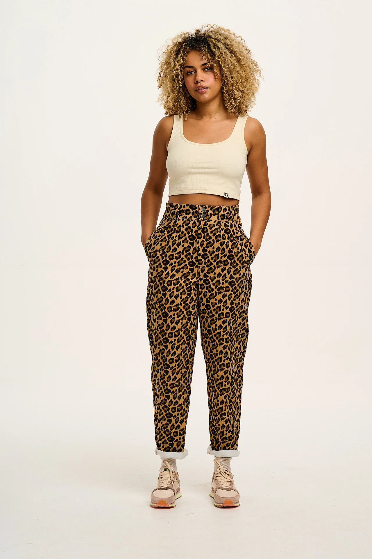 Addison - Cotton Jeans in Leopard Print