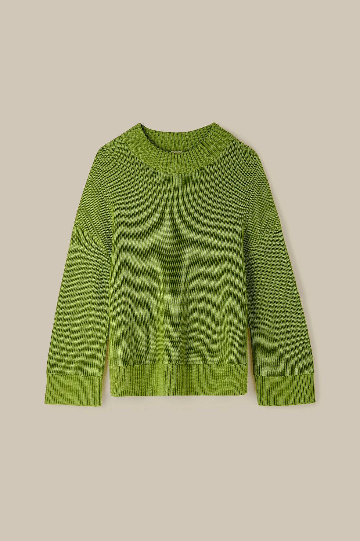 Amari - Oversized Knitted Jumper in Lima Bean Green