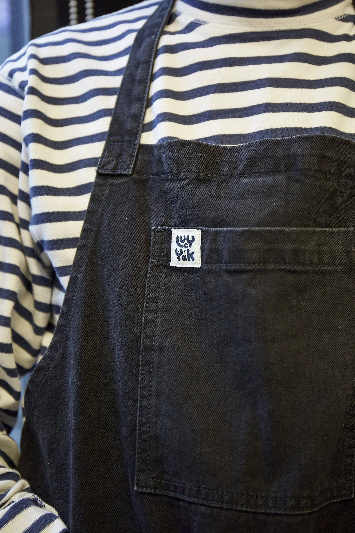 Ada - Heavyweight Denim Apron in Washed Black