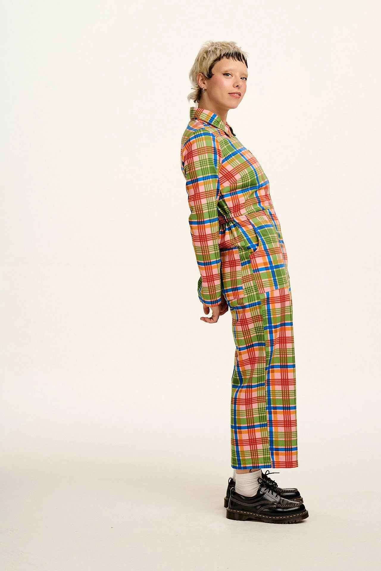 Tavira - Cotton Long Sleeve Jumpsuit in Kitchen Check