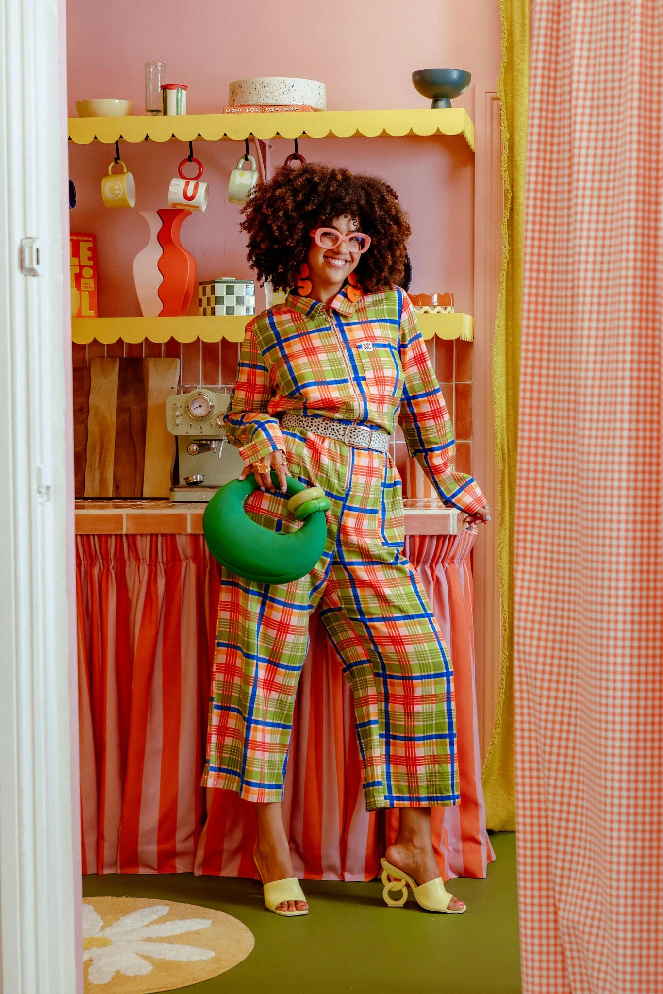 Tavira - Cotton Long Sleeve Jumpsuit in Kitchen Check