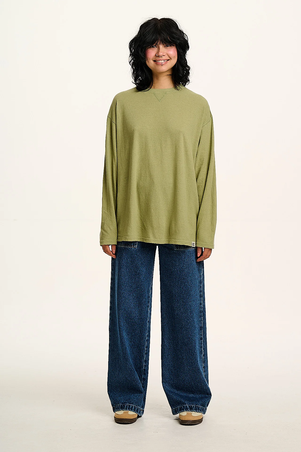 Murat - Long Sleeve Lightweight Cotton & Hemp Tee in Sage Green