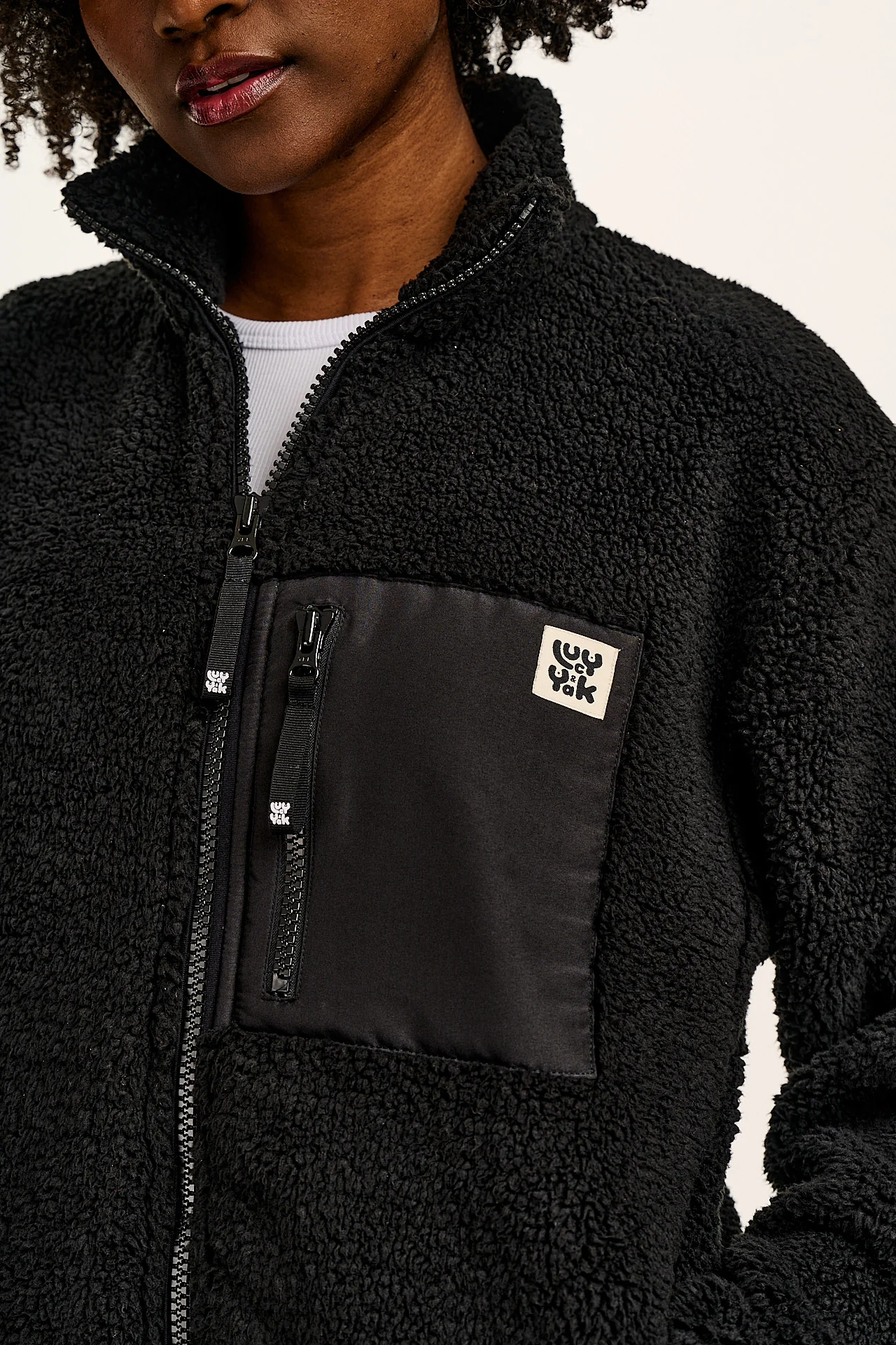 Harper - Borg Fleece Jacket in Black
