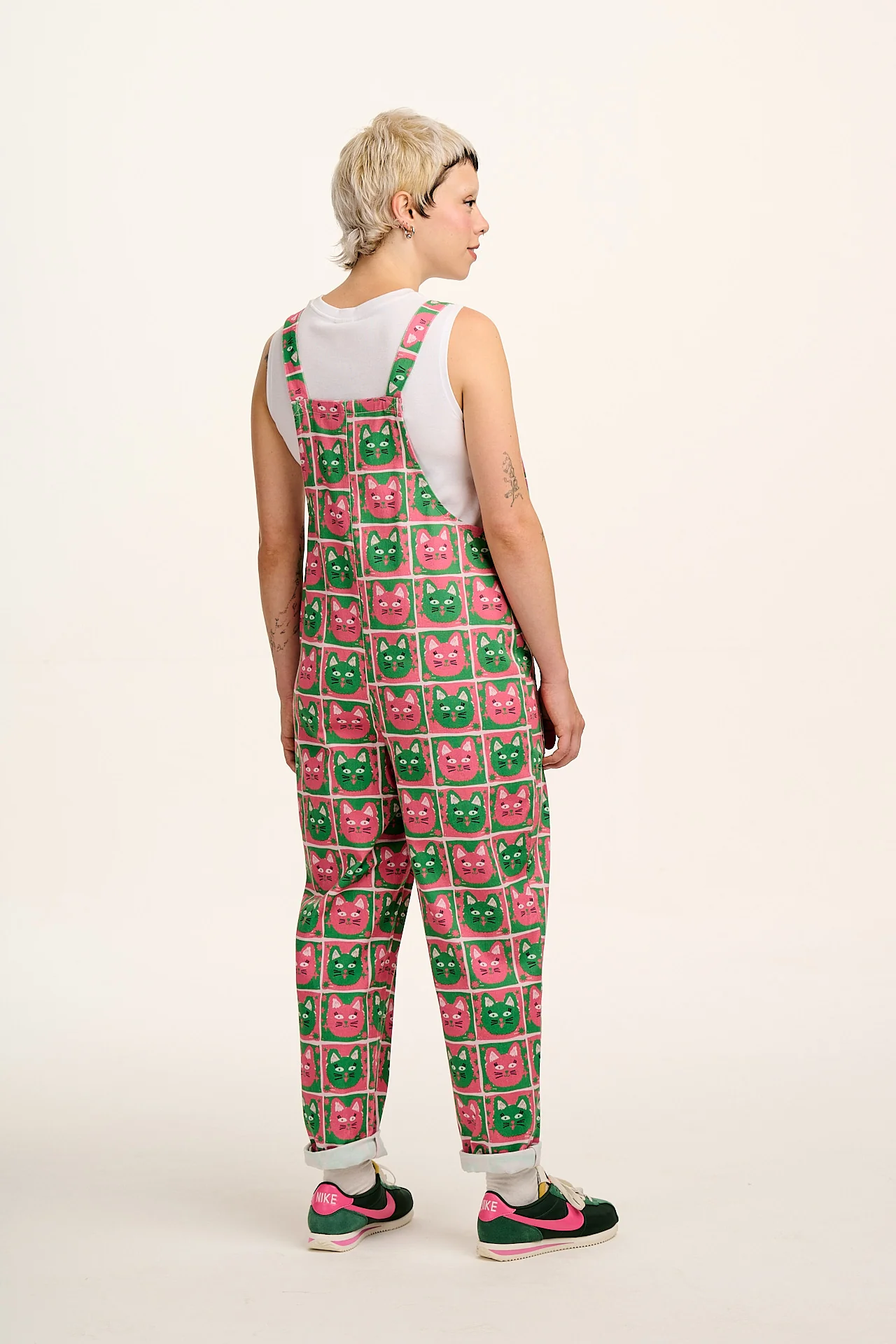 L.E Original - Cotton Dungarees in Cat Print