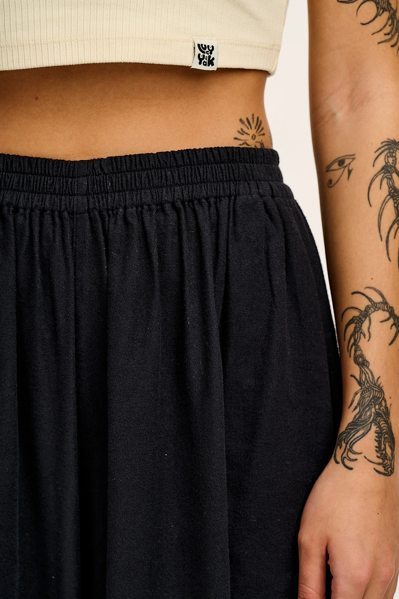 Rumi - Wide Leg Cotton & Linen Trousers in Black