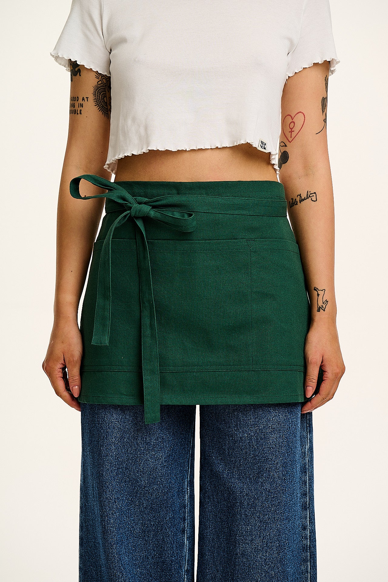 Millau - Midweight Cotton Waist Apron in Posy Green