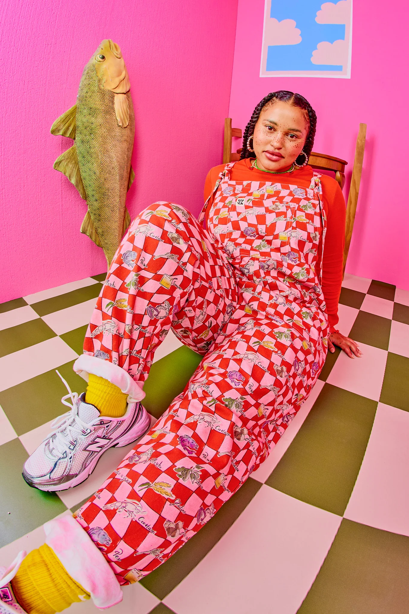 Original - Cotton Dungarees in Pink & Red Sorrento Print