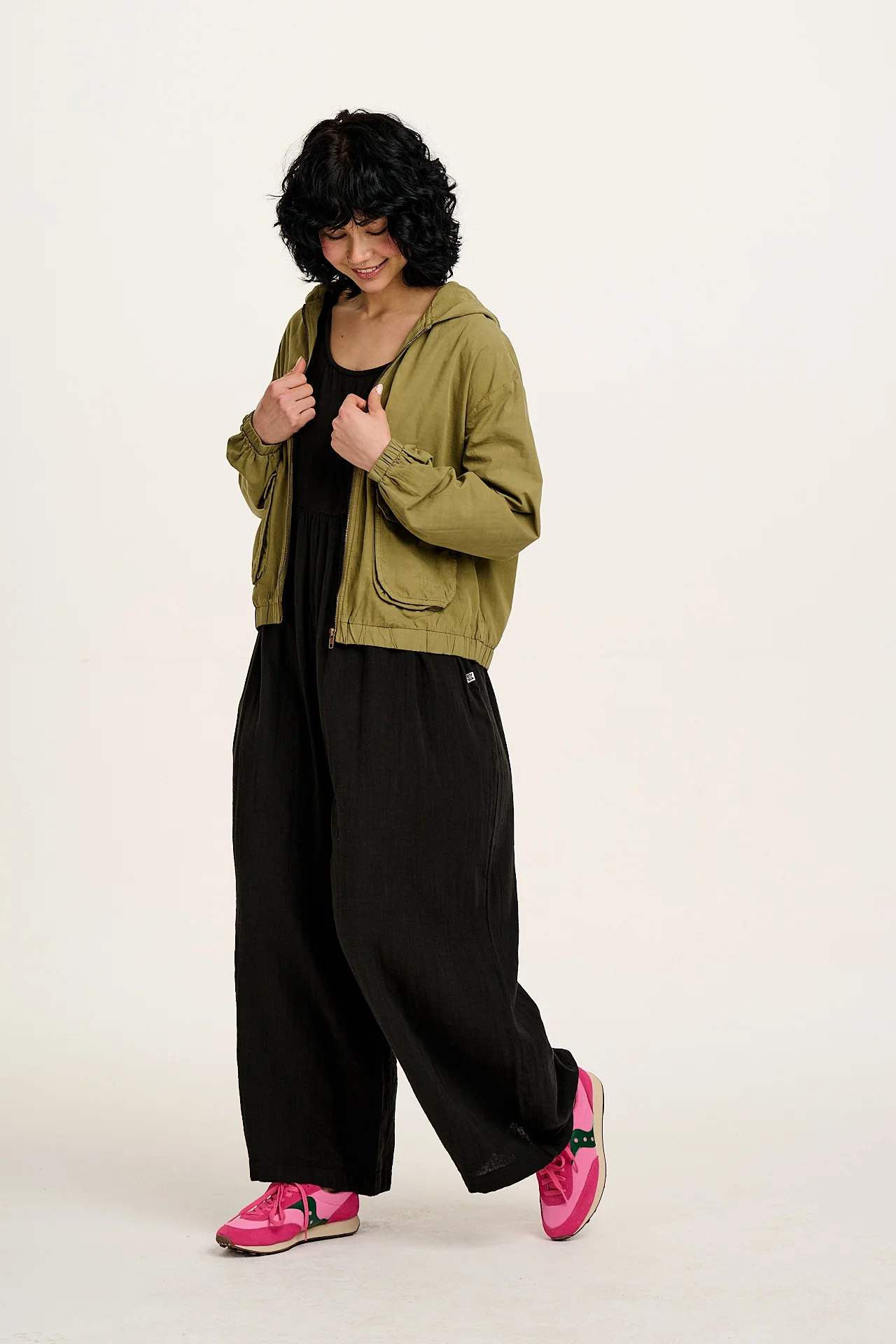 Bellamy - Wide Leg Cotton Jumpsuit in Black