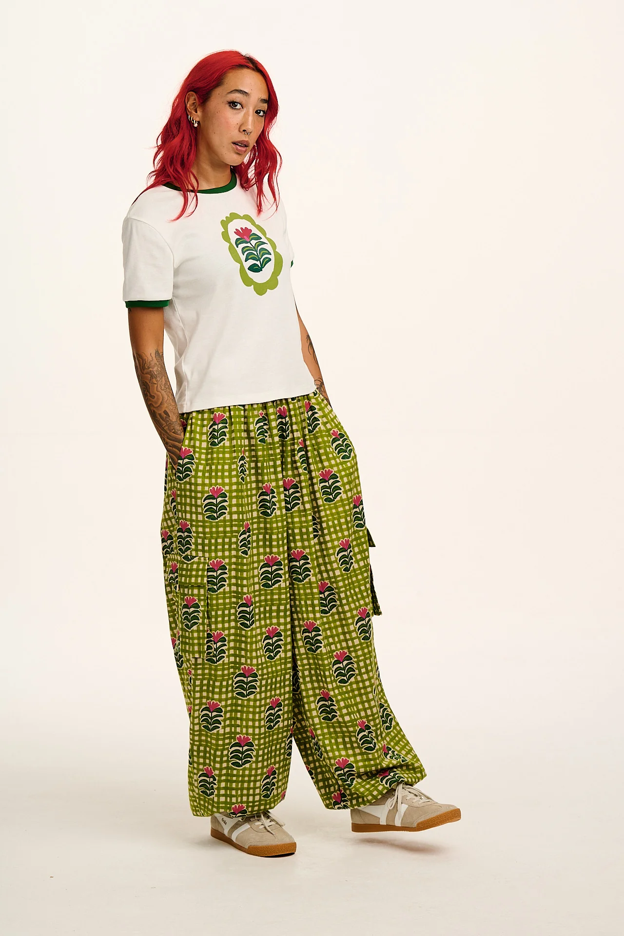 Maya - Cotton Tee in Flower Placement Print