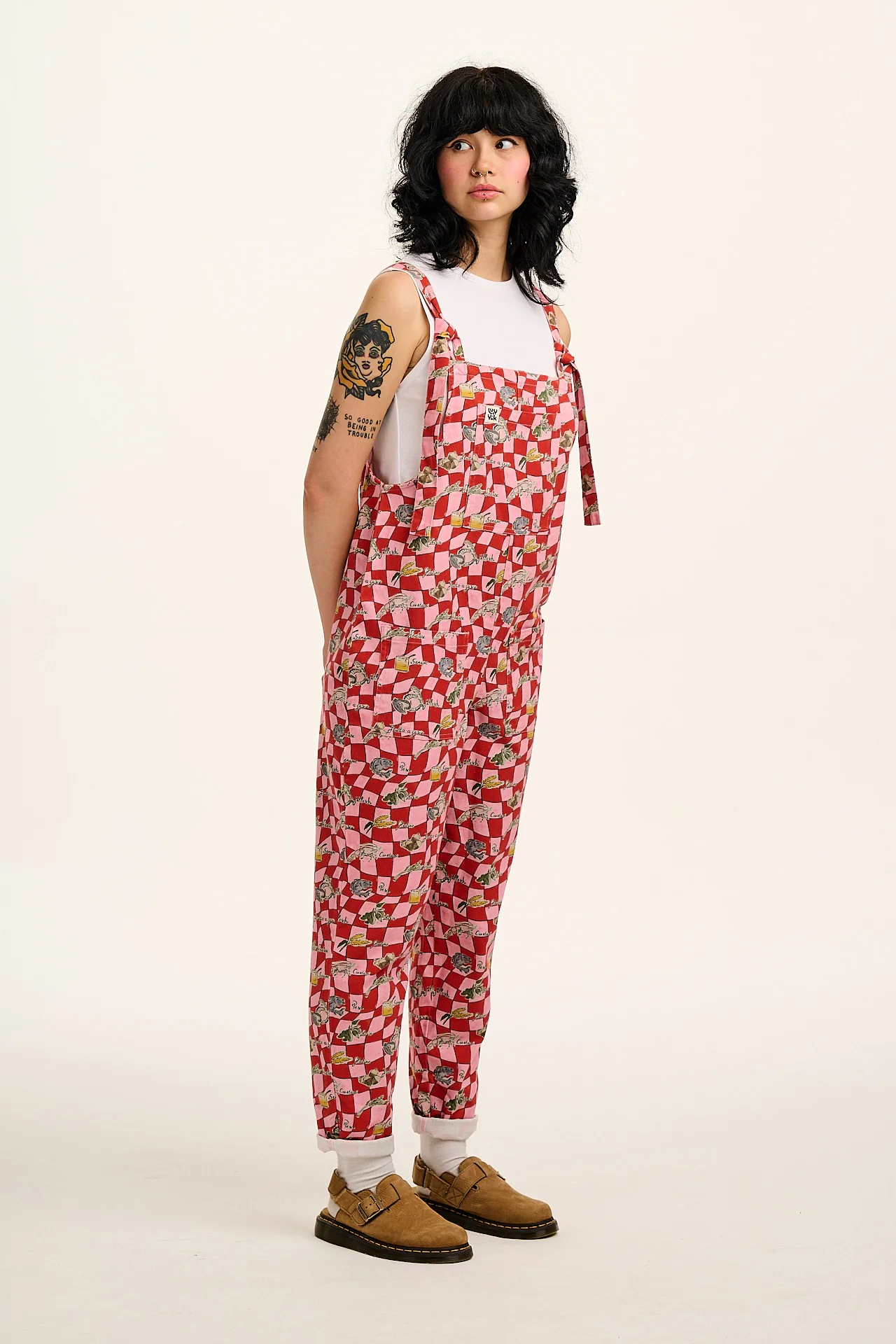 Original - Cotton Dungarees in Pink & Red Sorrento Print
