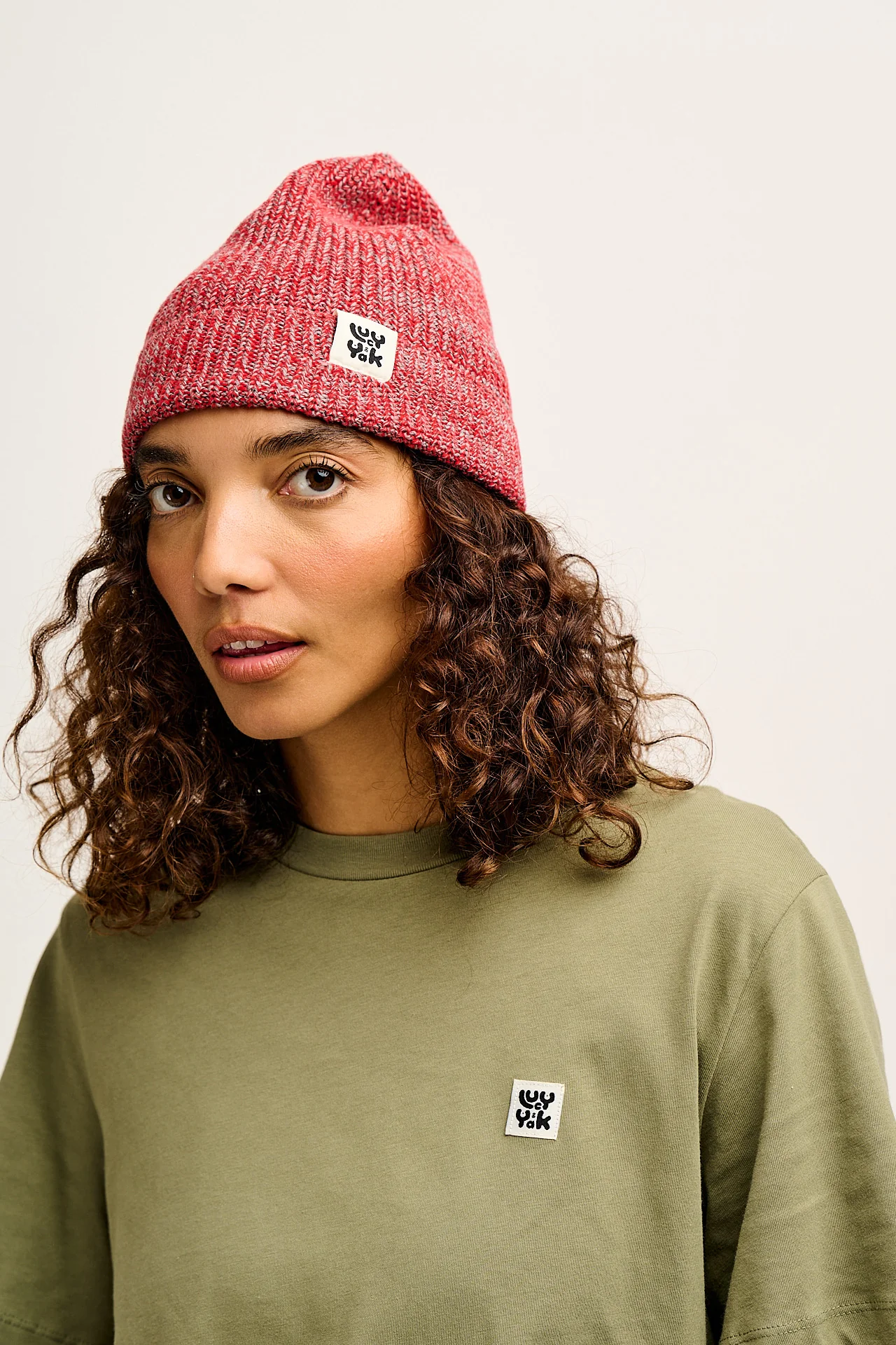 Luca - Knitted Cotton Beanie in Red