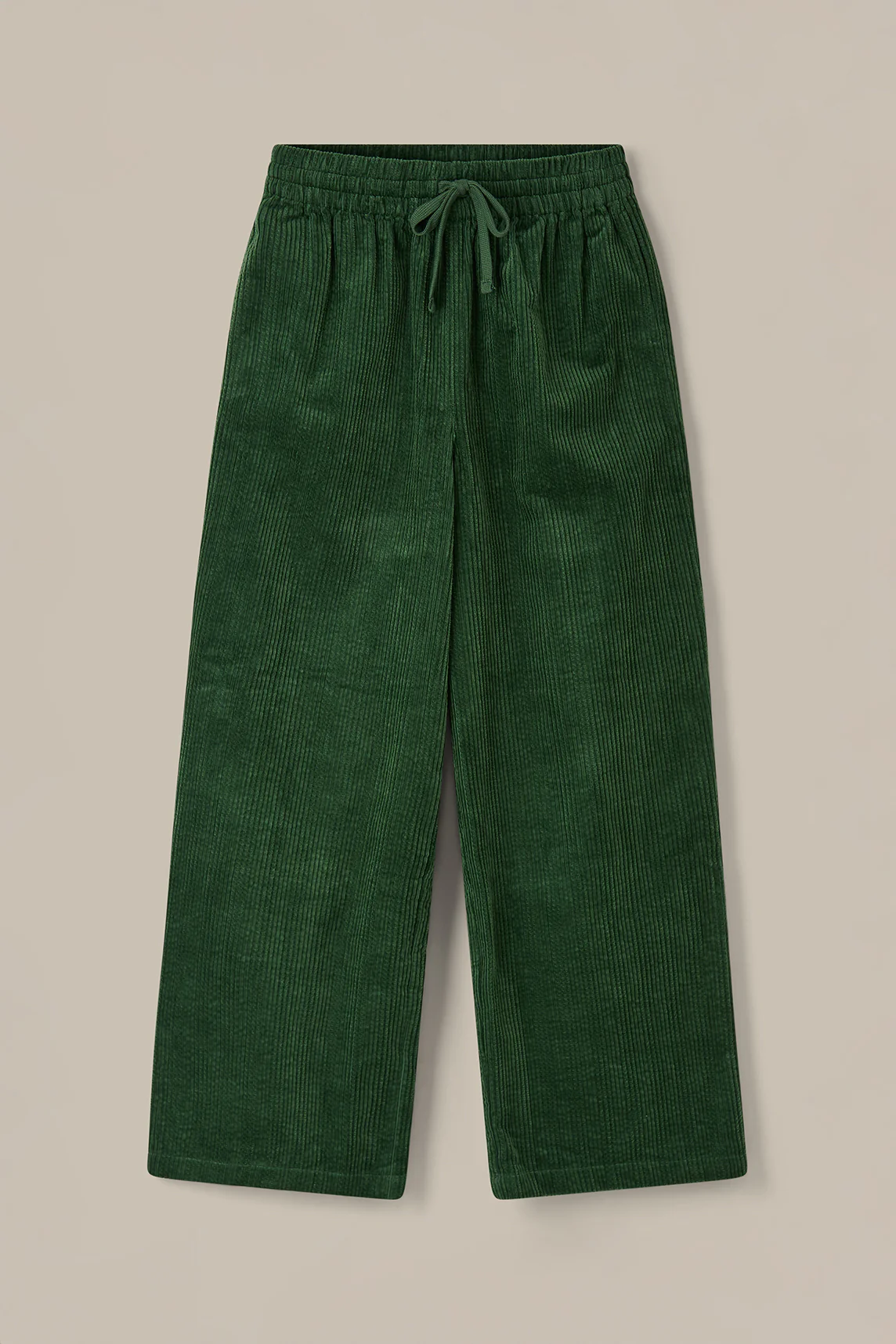 Norris - Wide Leg Corduroy Trousers in Fir Green