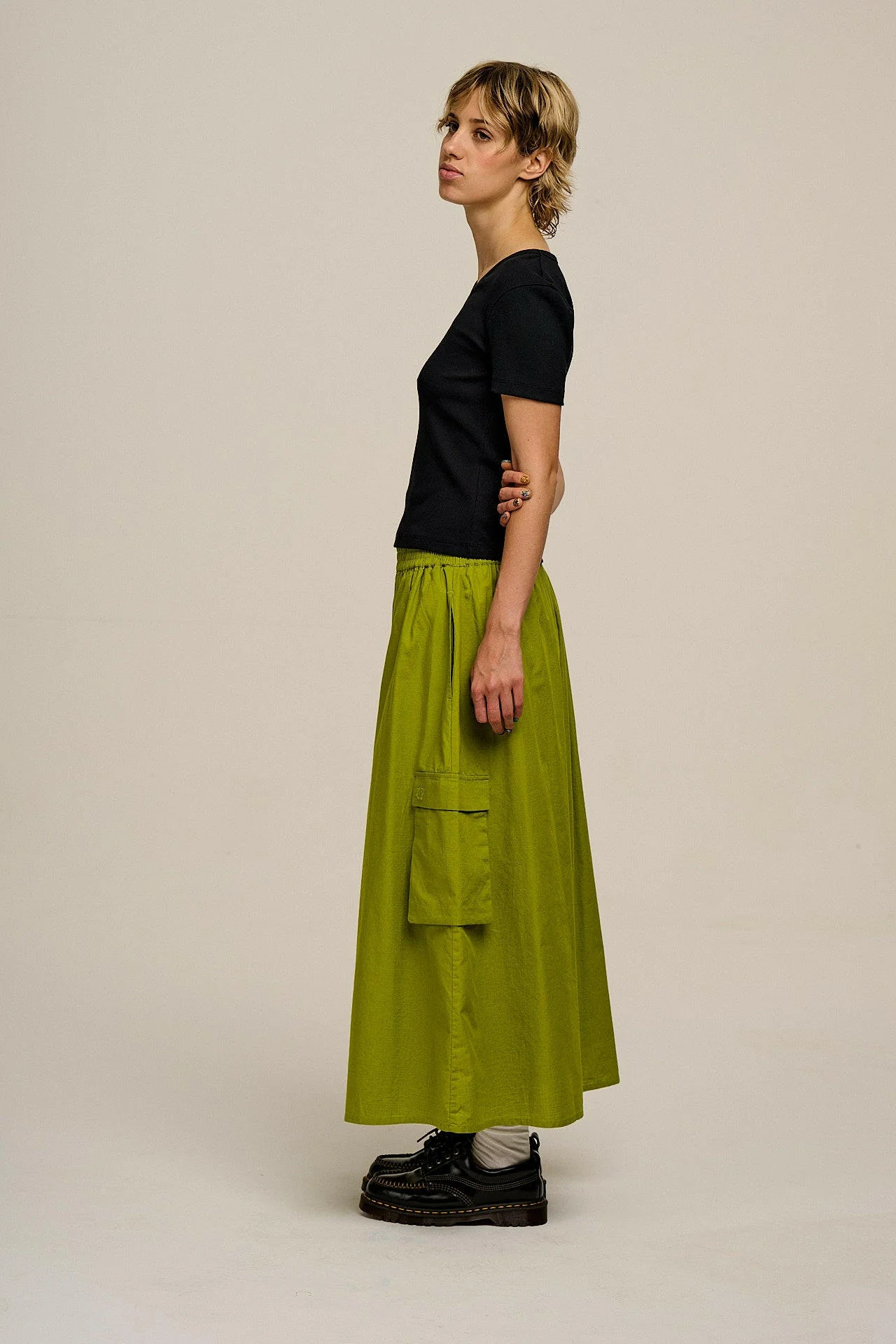 Dakota - Midi Skirt in Lima Bean Green