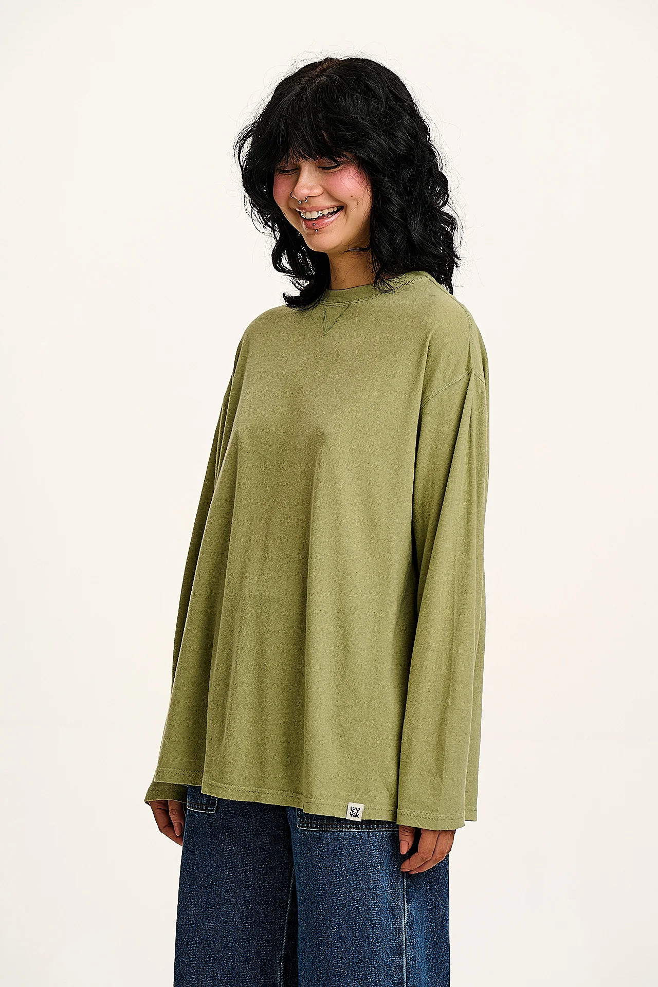 Murat - Long Sleeve Lightweight Cotton & Hemp Tee in Sage Green