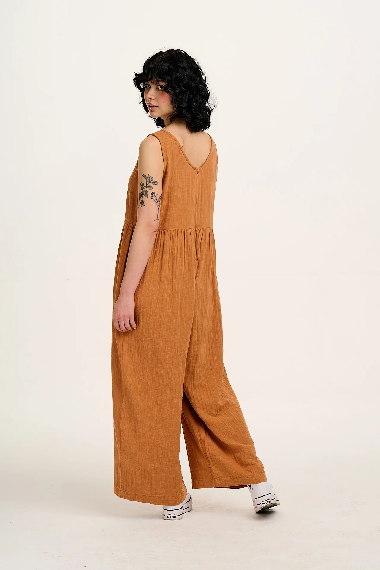 Bellamy - Wide Leg Cotton Jumpsuit in Terracotta
