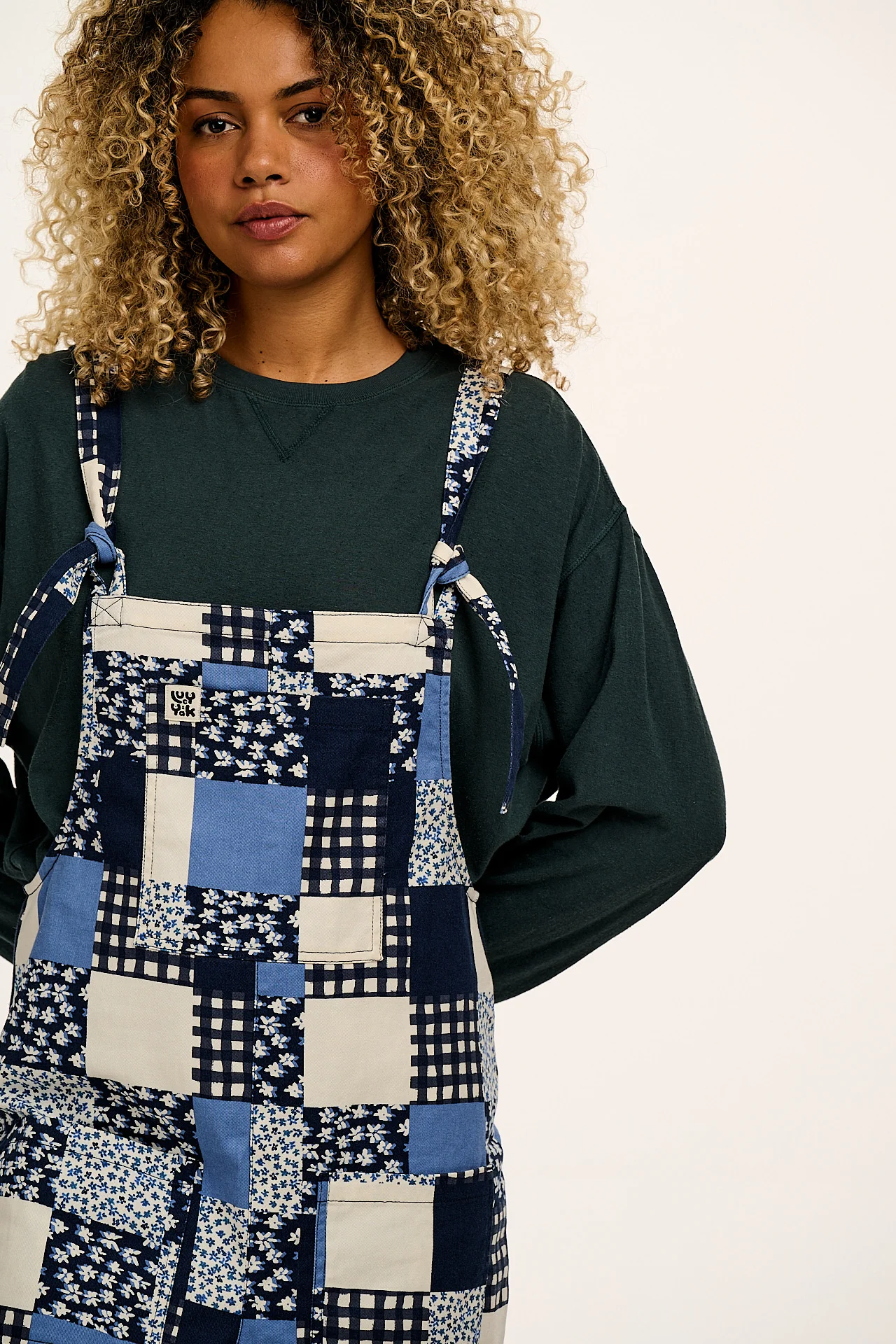 Original - Cotton Dungarees in Inked Blue Patchwork
